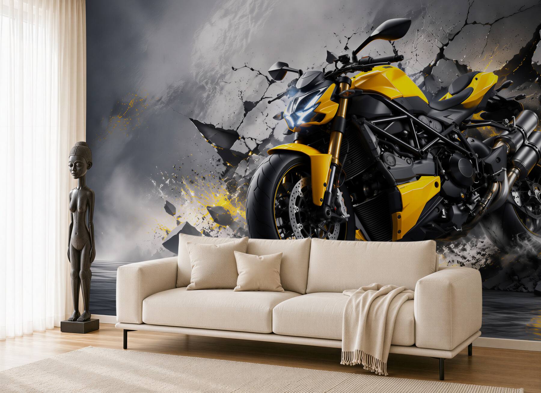 Fototapeta graffiti z żółtym motocyklem?v23