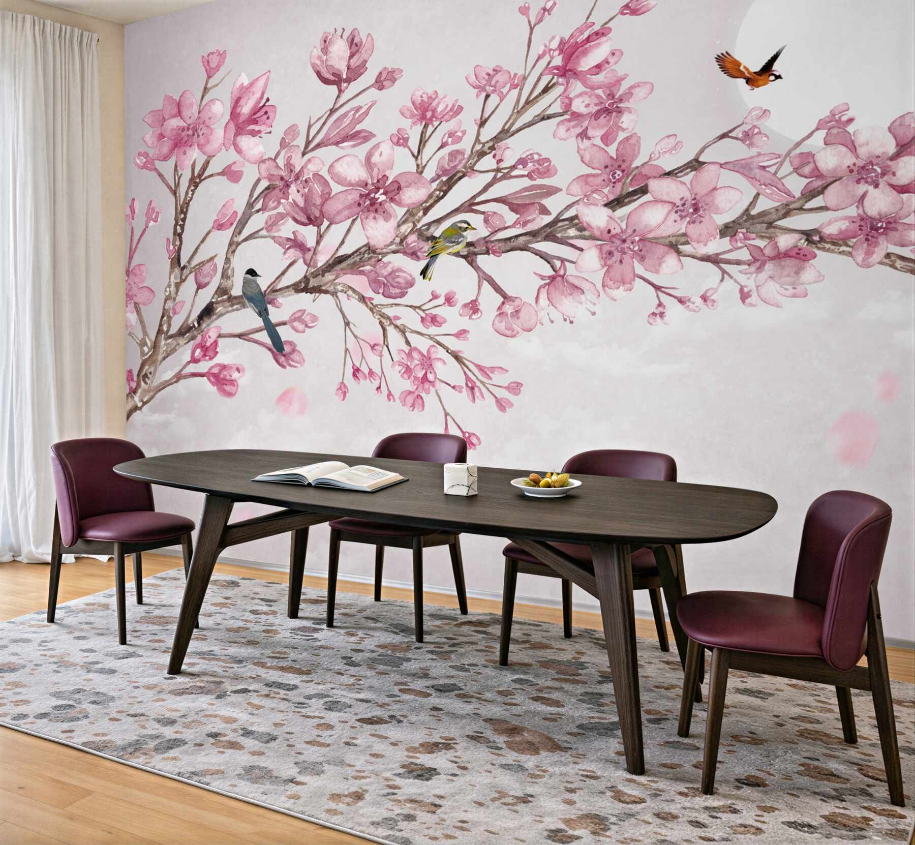 Fototapeta wspaniała różowa gałąź magnolii w jasny dzień?v23