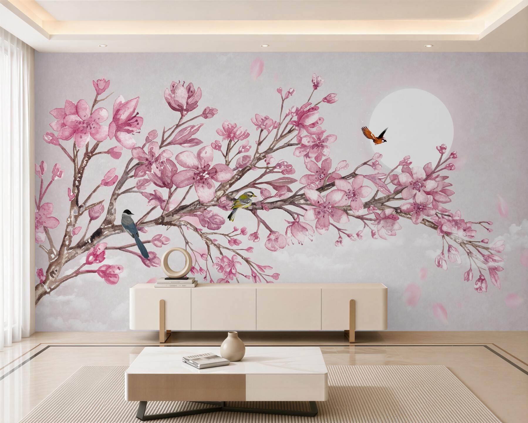Fototapeta wspaniała różowa gałąź magnolii w jasny dzień?v23