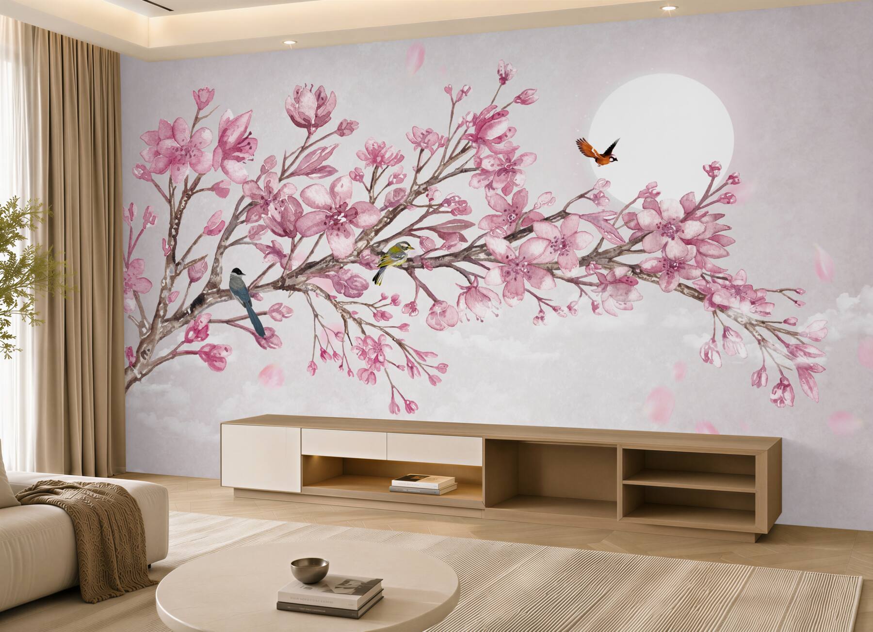 Fototapeta wspaniała różowa gałąź magnolii w jasny dzień?v23