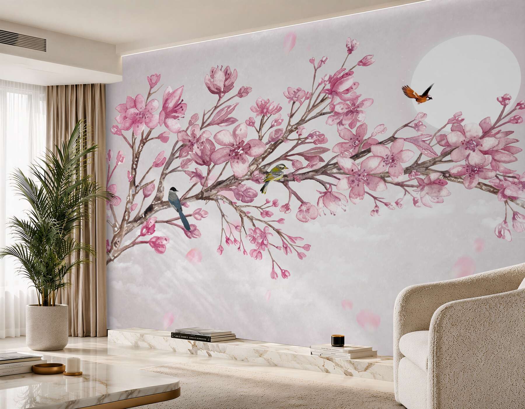 Fototapeta wspaniała różowa gałąź magnolii w jasny dzień?v23