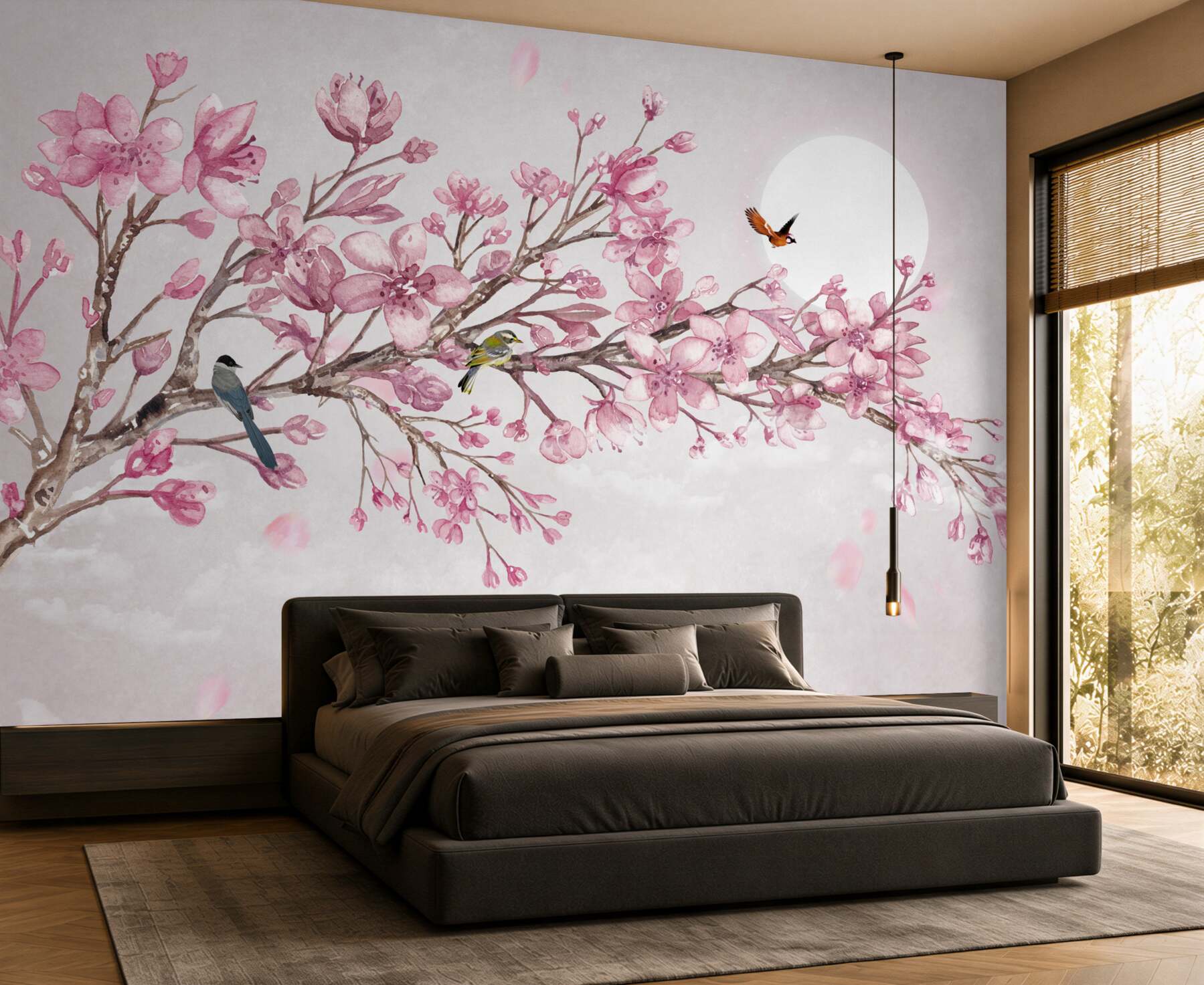 Fototapeta wspaniała różowa gałąź magnolii w jasny dzień?v23
