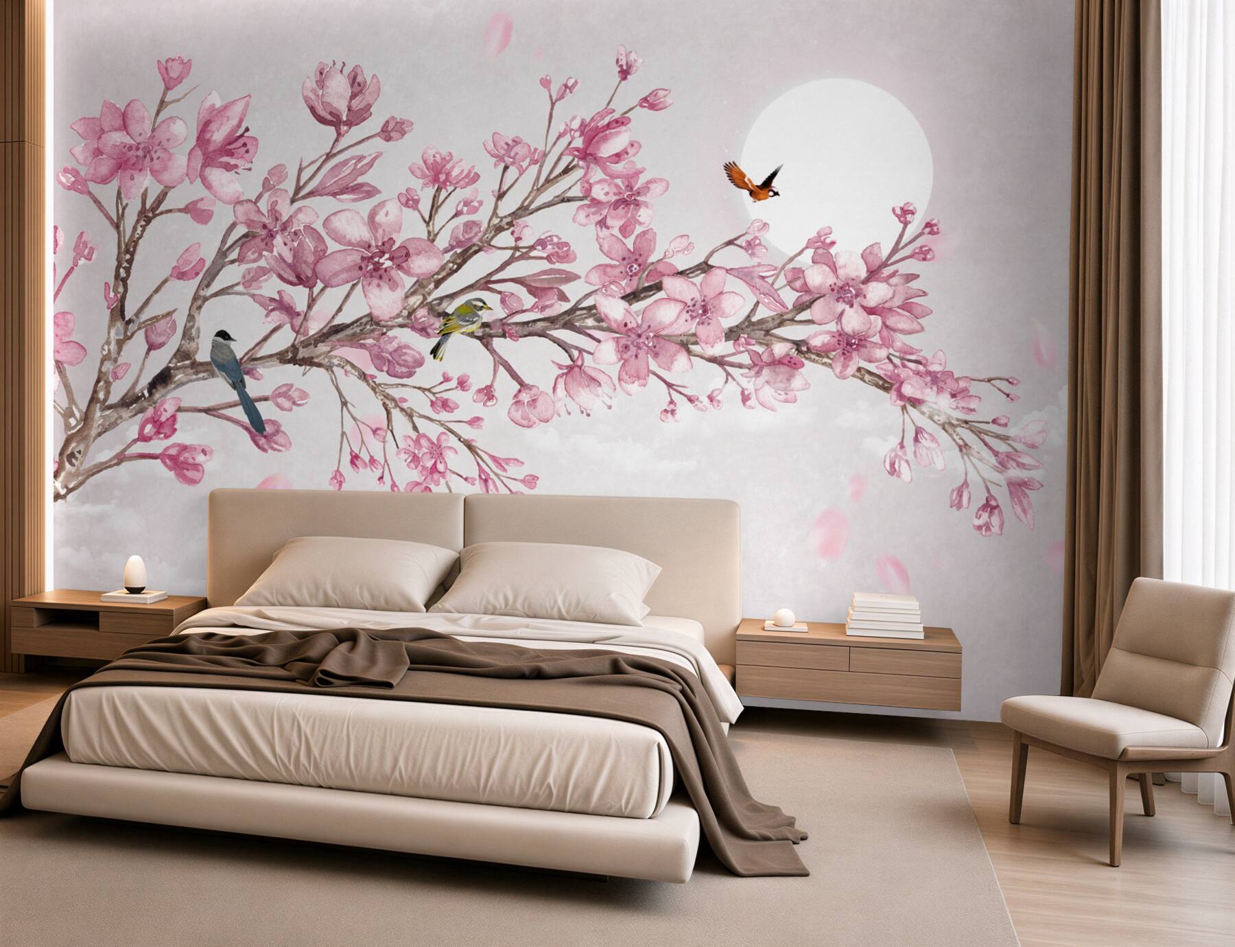 Fototapeta wspaniała różowa gałąź magnolii w jasny dzień?v23