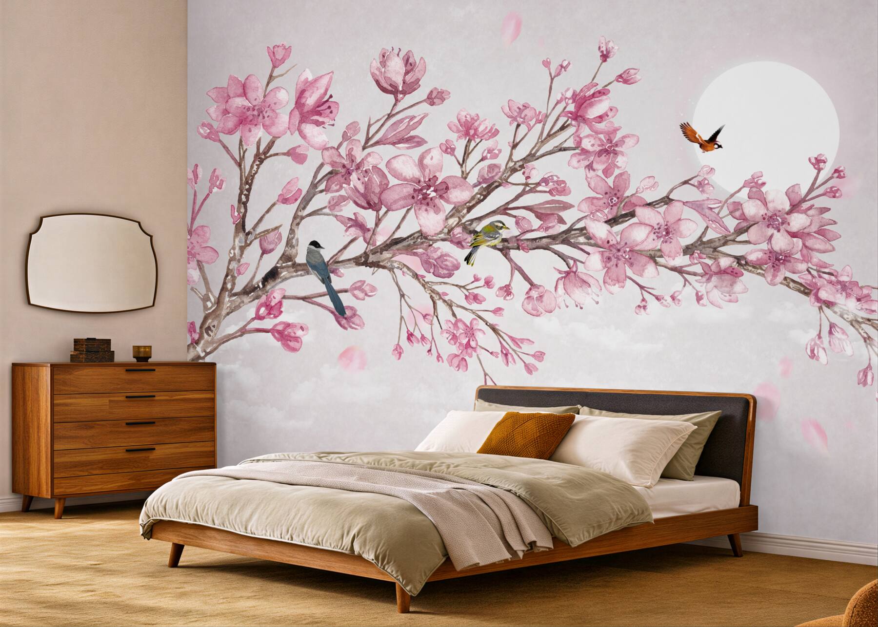 Fototapeta wspaniała różowa gałąź magnolii w jasny dzień?v23