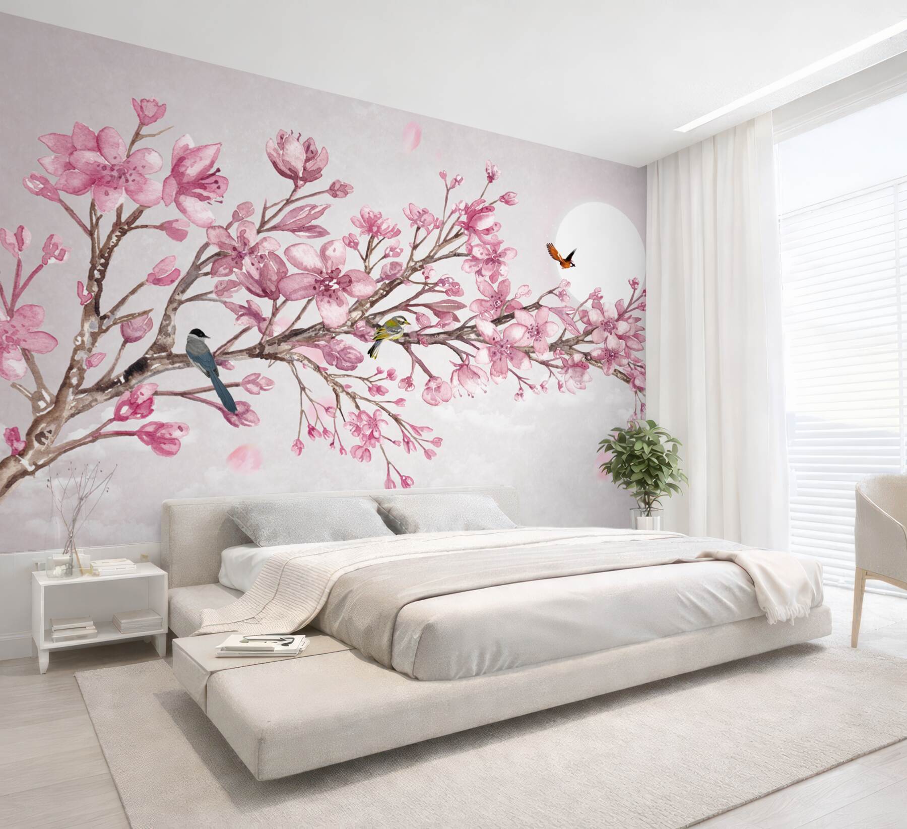 Fototapeta wspaniała różowa gałąź magnolii w jasny dzień?v23