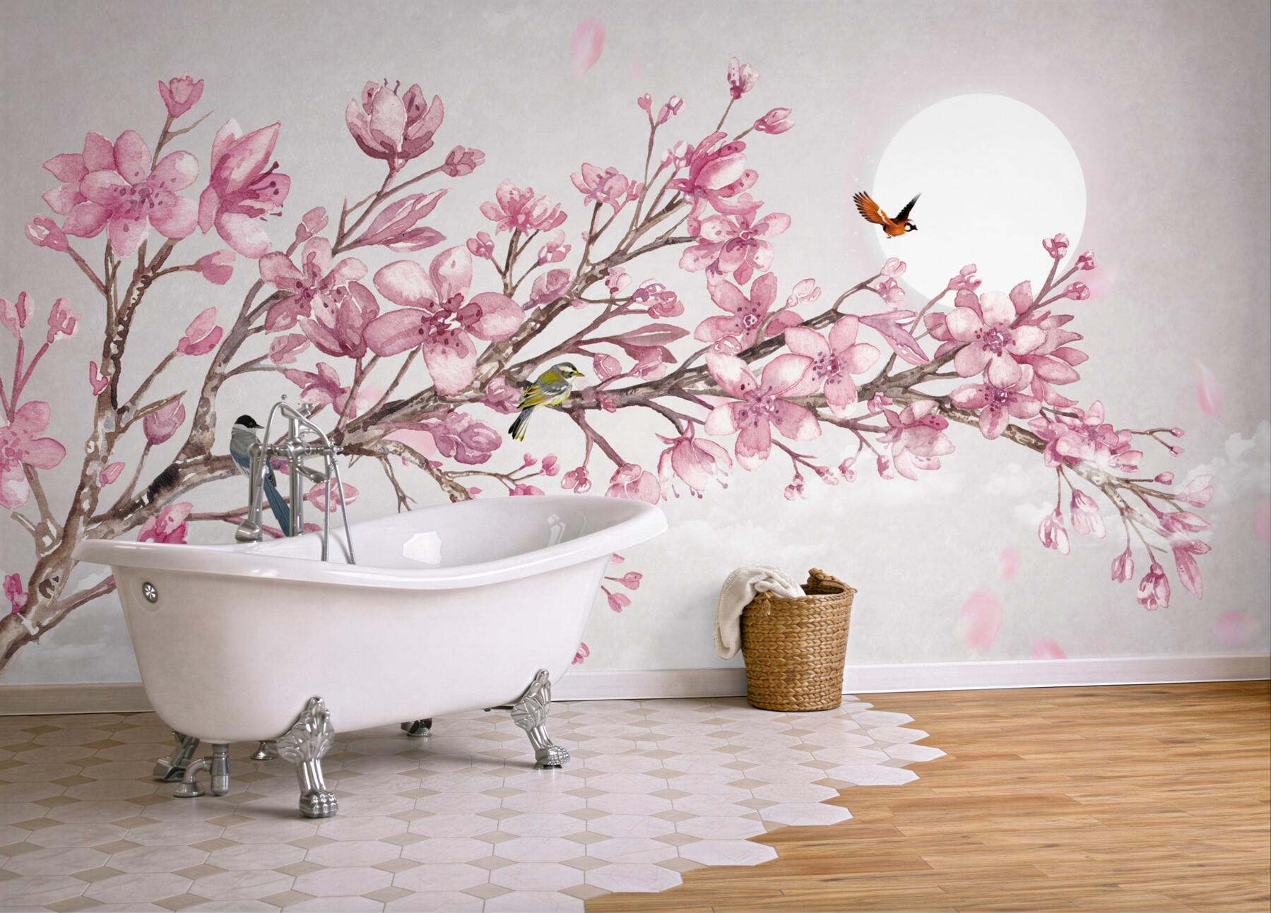 Fototapeta wspaniała różowa gałąź magnolii w jasny dzień?v23