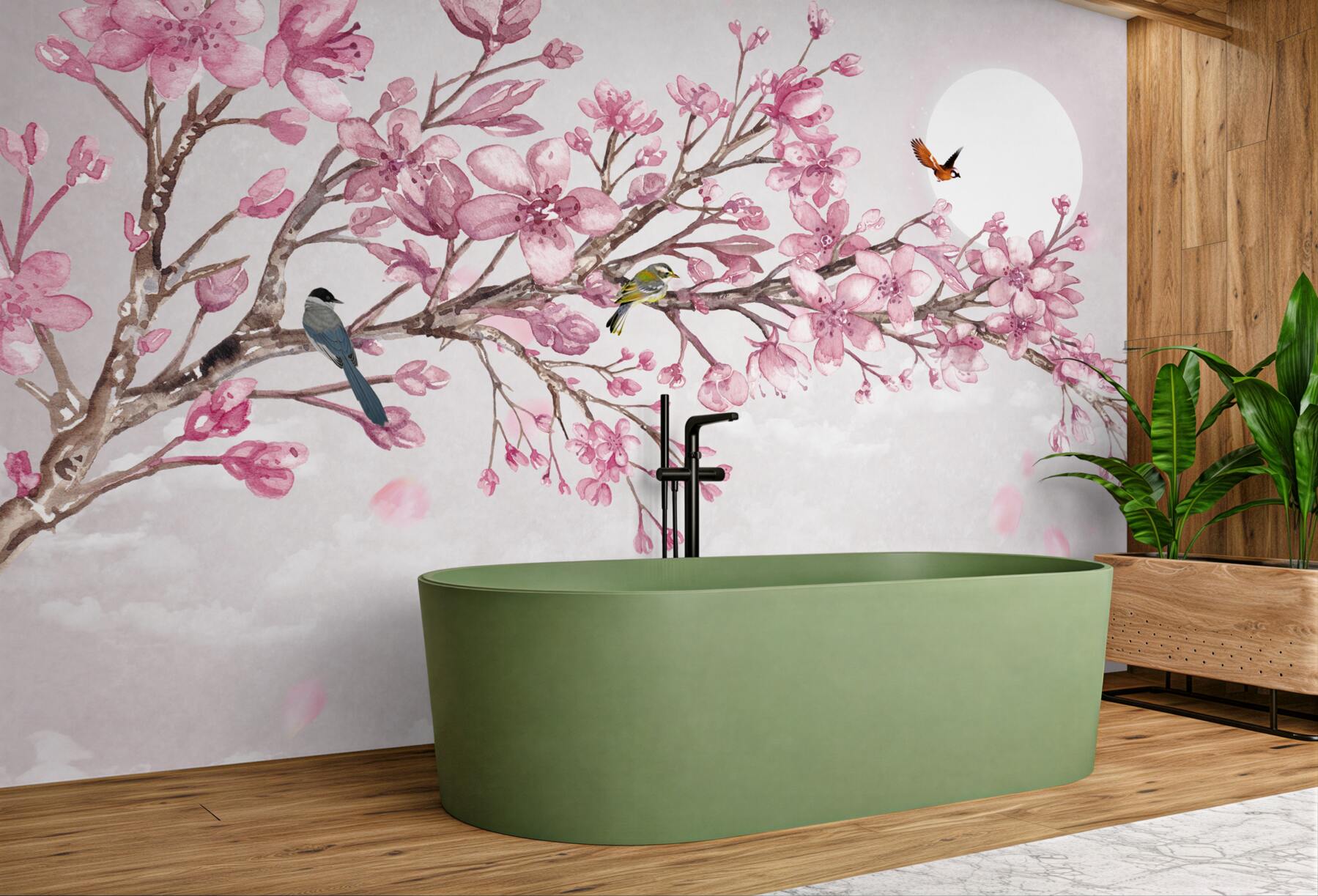 Fototapeta wspaniała różowa gałąź magnolii w jasny dzień?v23