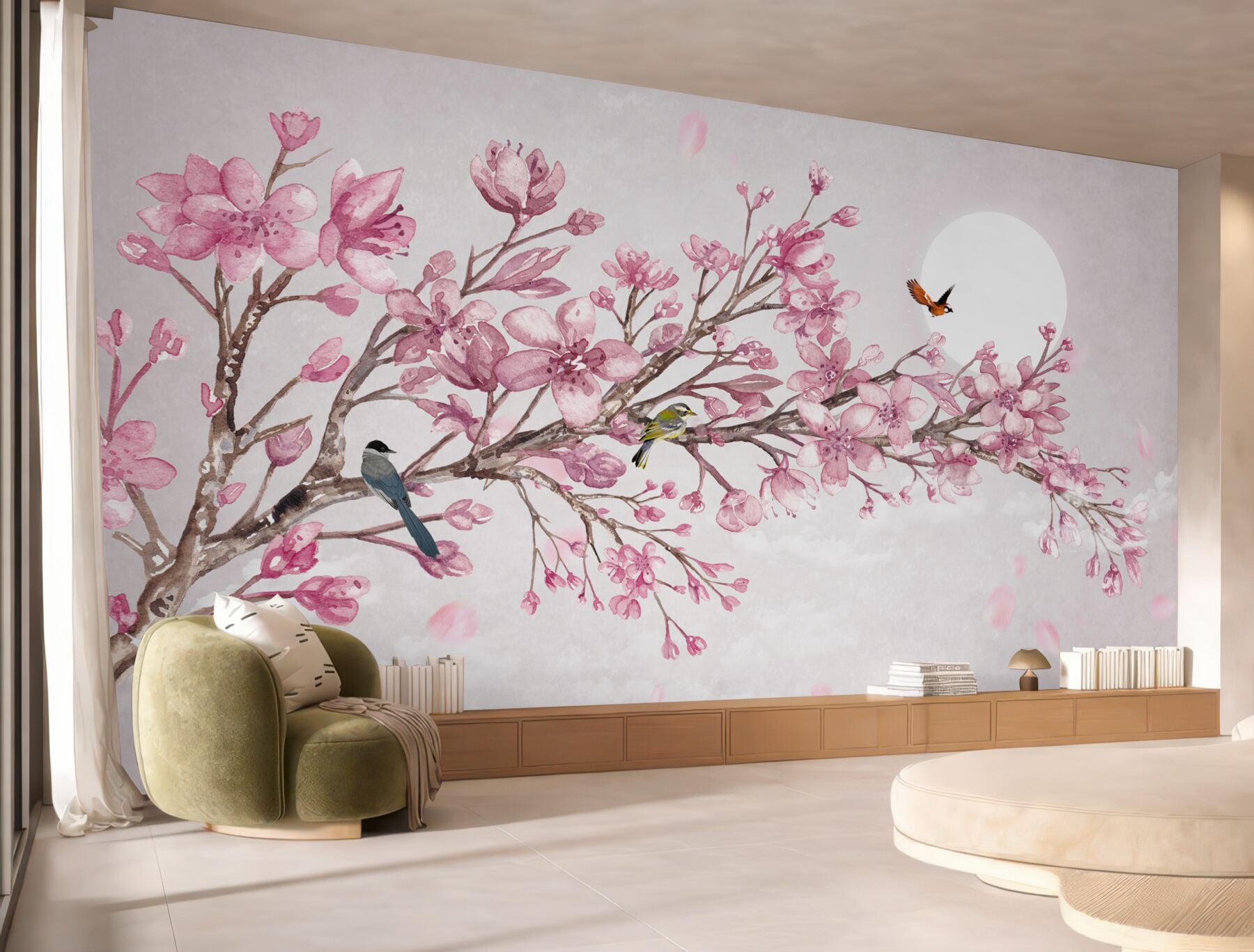Fototapeta wspaniała różowa gałąź magnolii w jasny dzień?v23