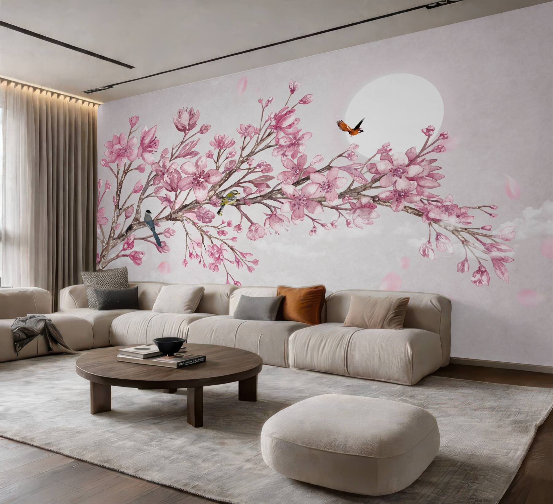 Fototapeta wspaniała różowa gałąź magnolii w jasny dzień?v23