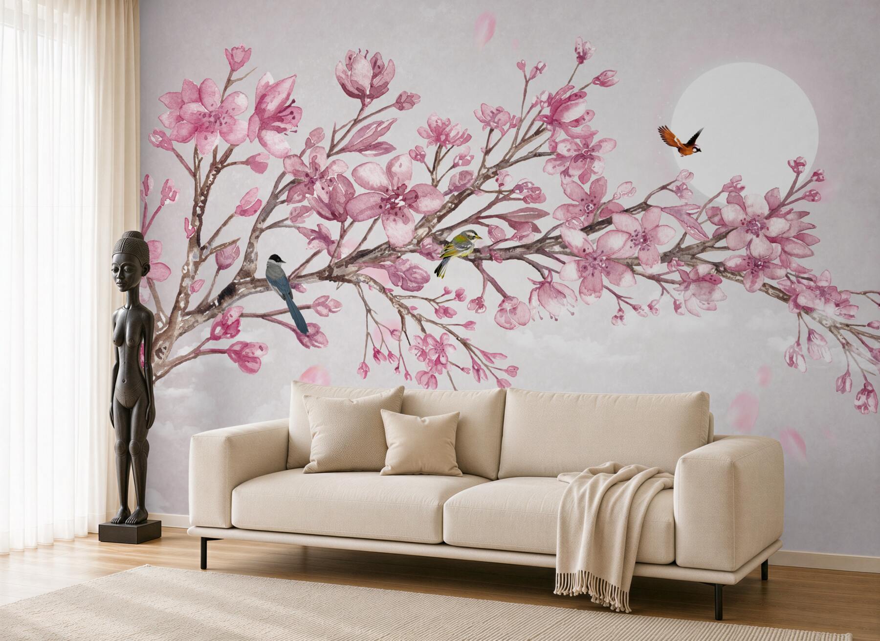 Fototapeta wspaniała różowa gałąź magnolii w jasny dzień?v23