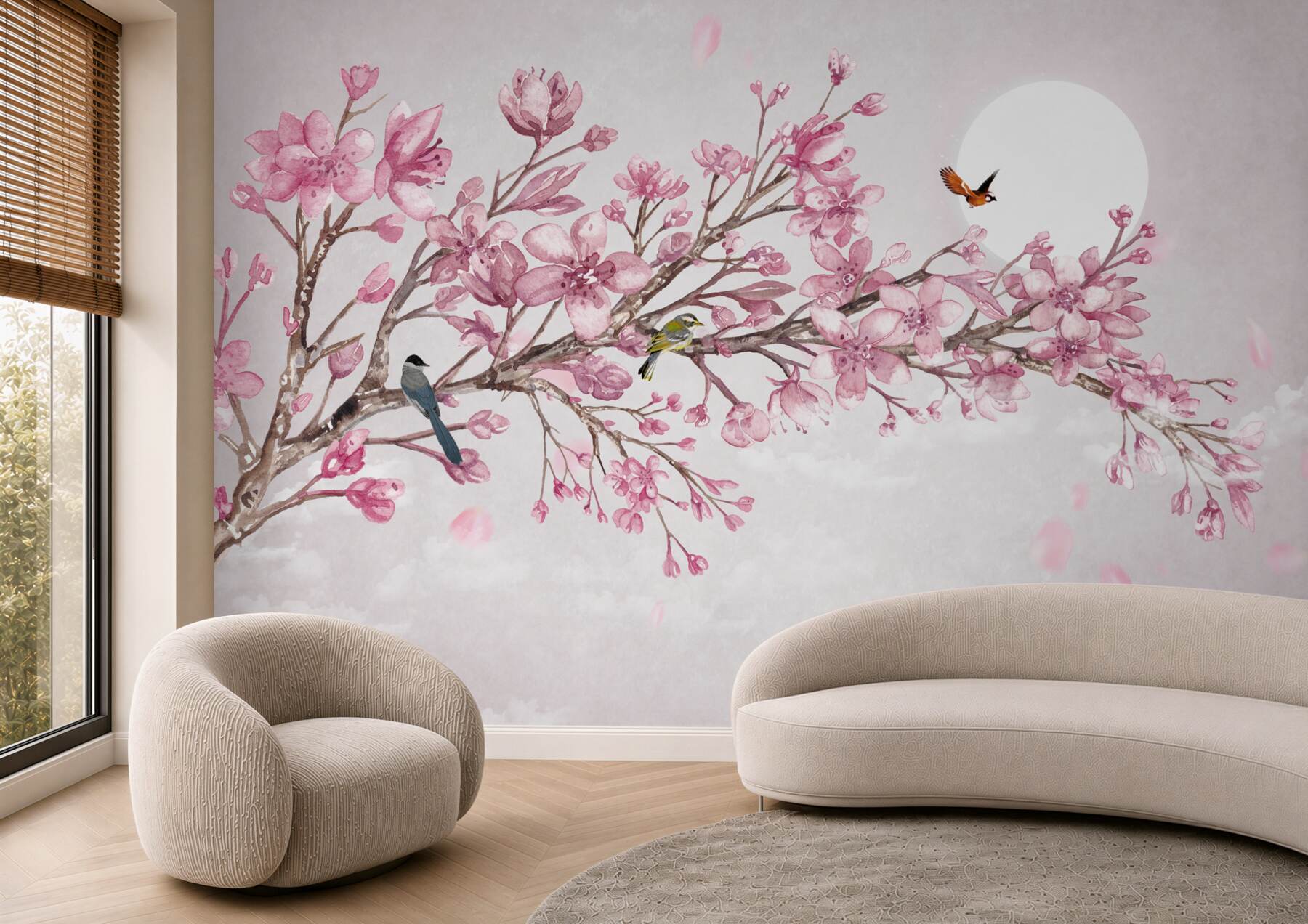 Fototapeta wspaniała różowa gałąź magnolii w jasny dzień?v23