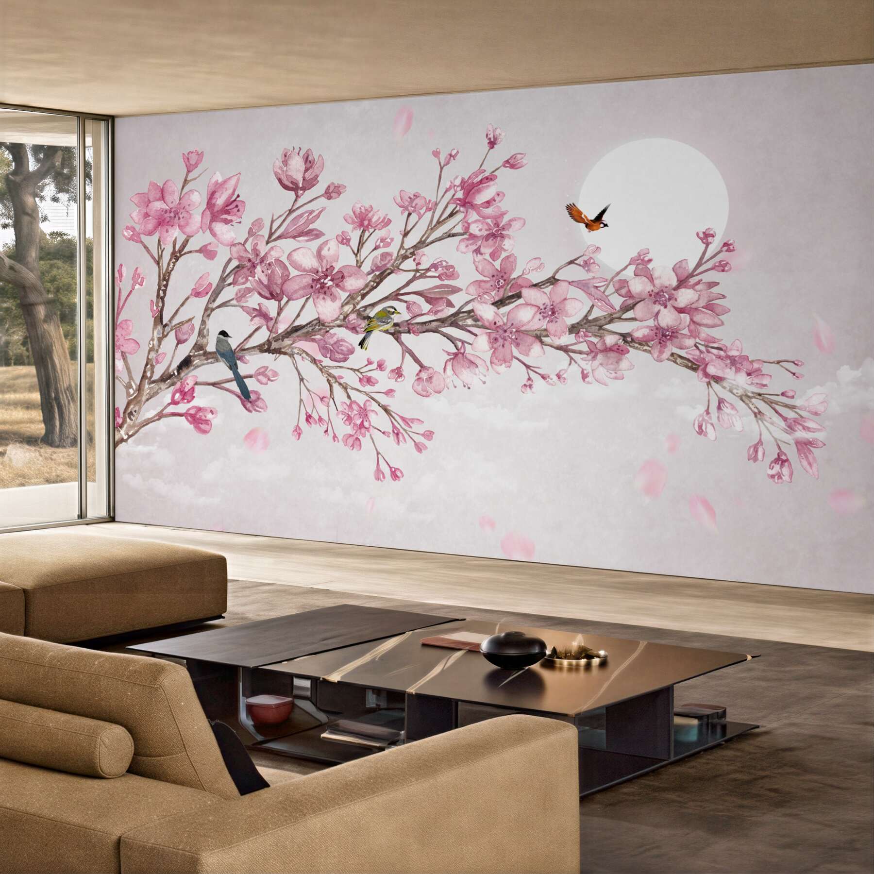 Fototapeta wspaniała różowa gałąź magnolii w jasny dzień?v23