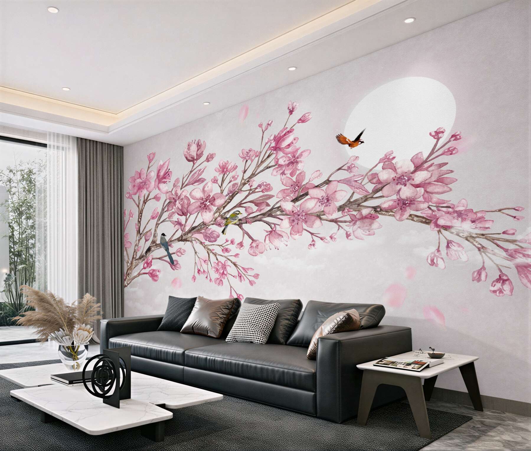 Fototapeta wspaniała różowa gałąź magnolii w jasny dzień?v23