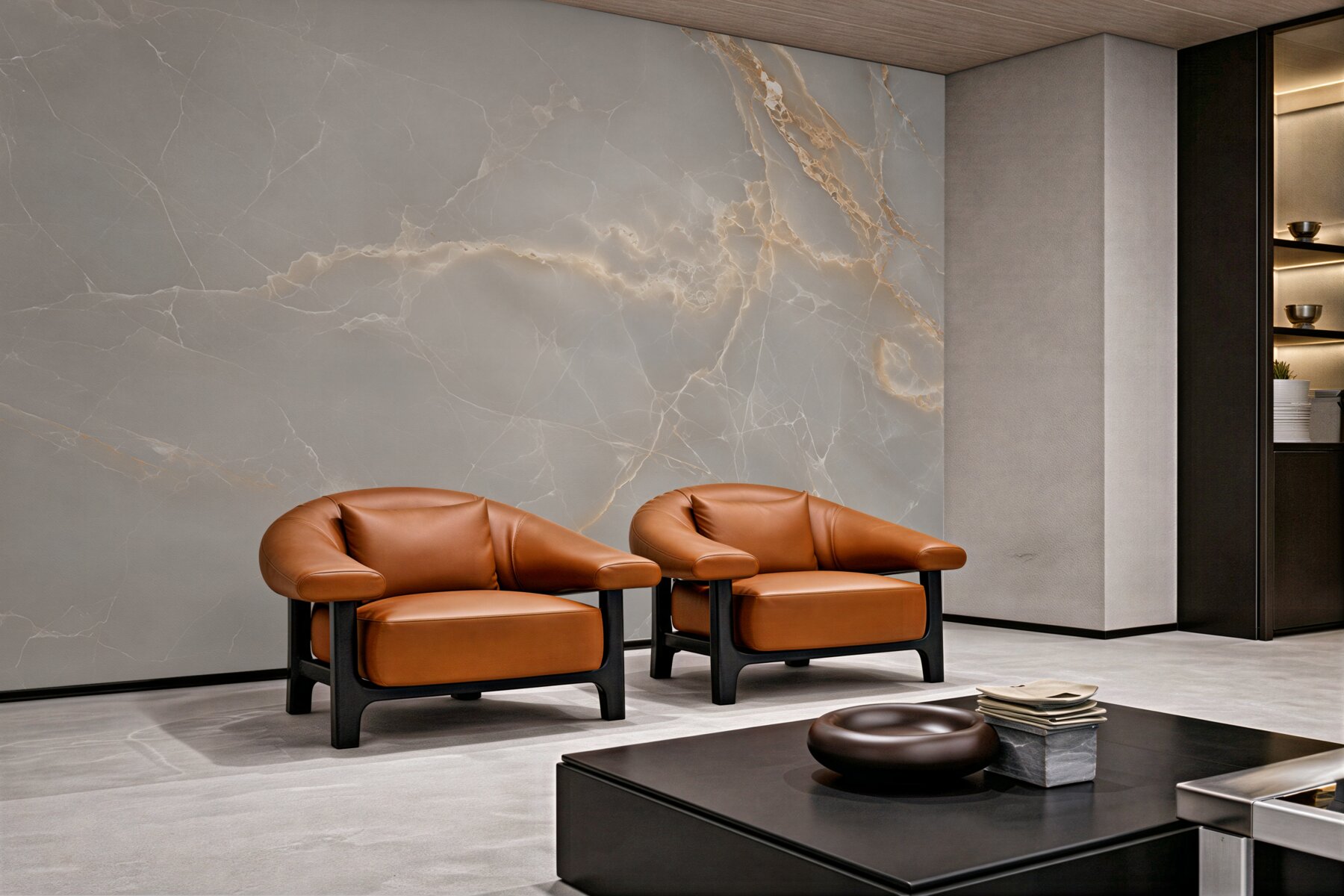Fototapeta szare płytki porcelanowe ze złotymi gałęziami?v23