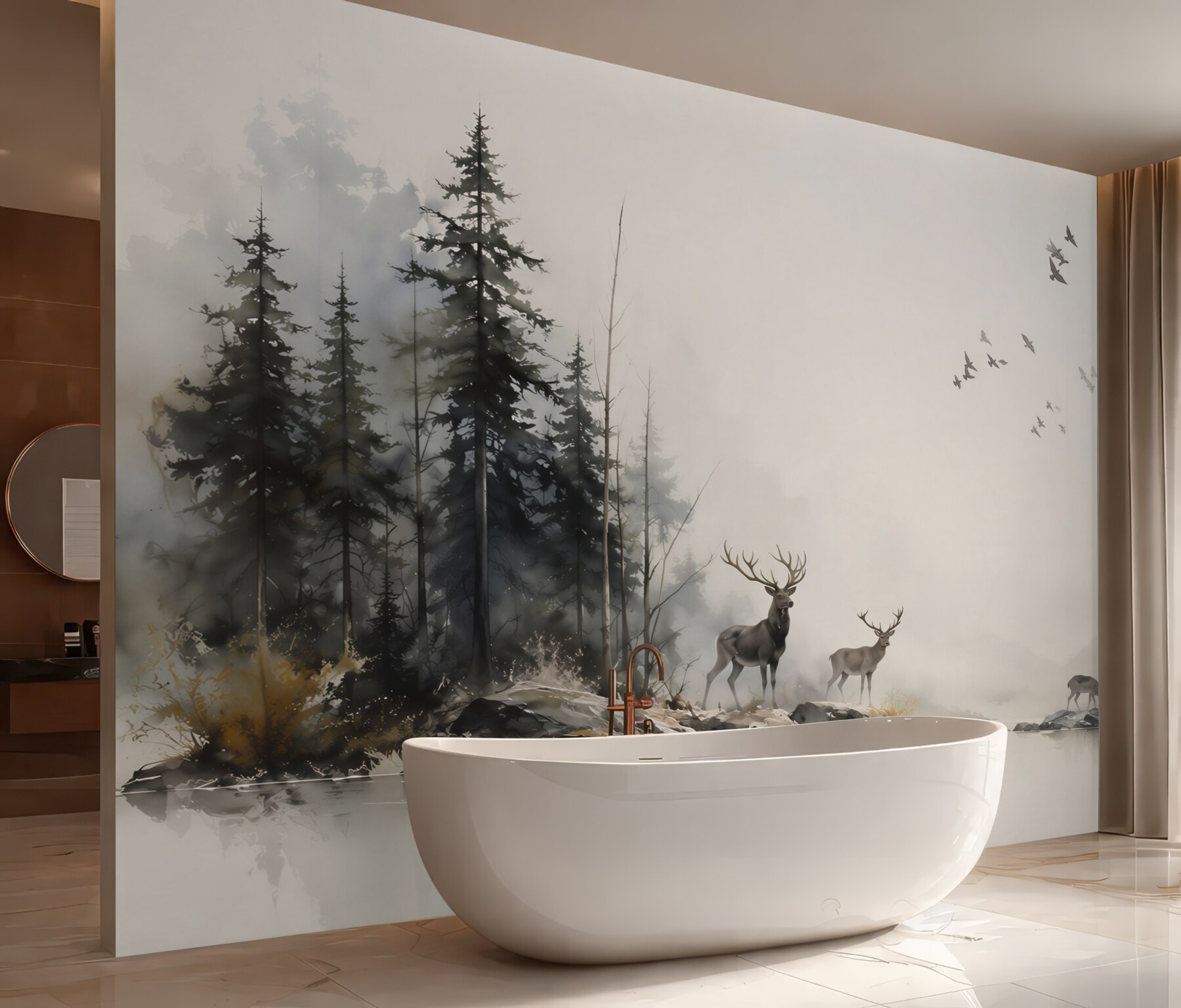 Fototapeta jeleń towarzyszący stadu ptaków?v23