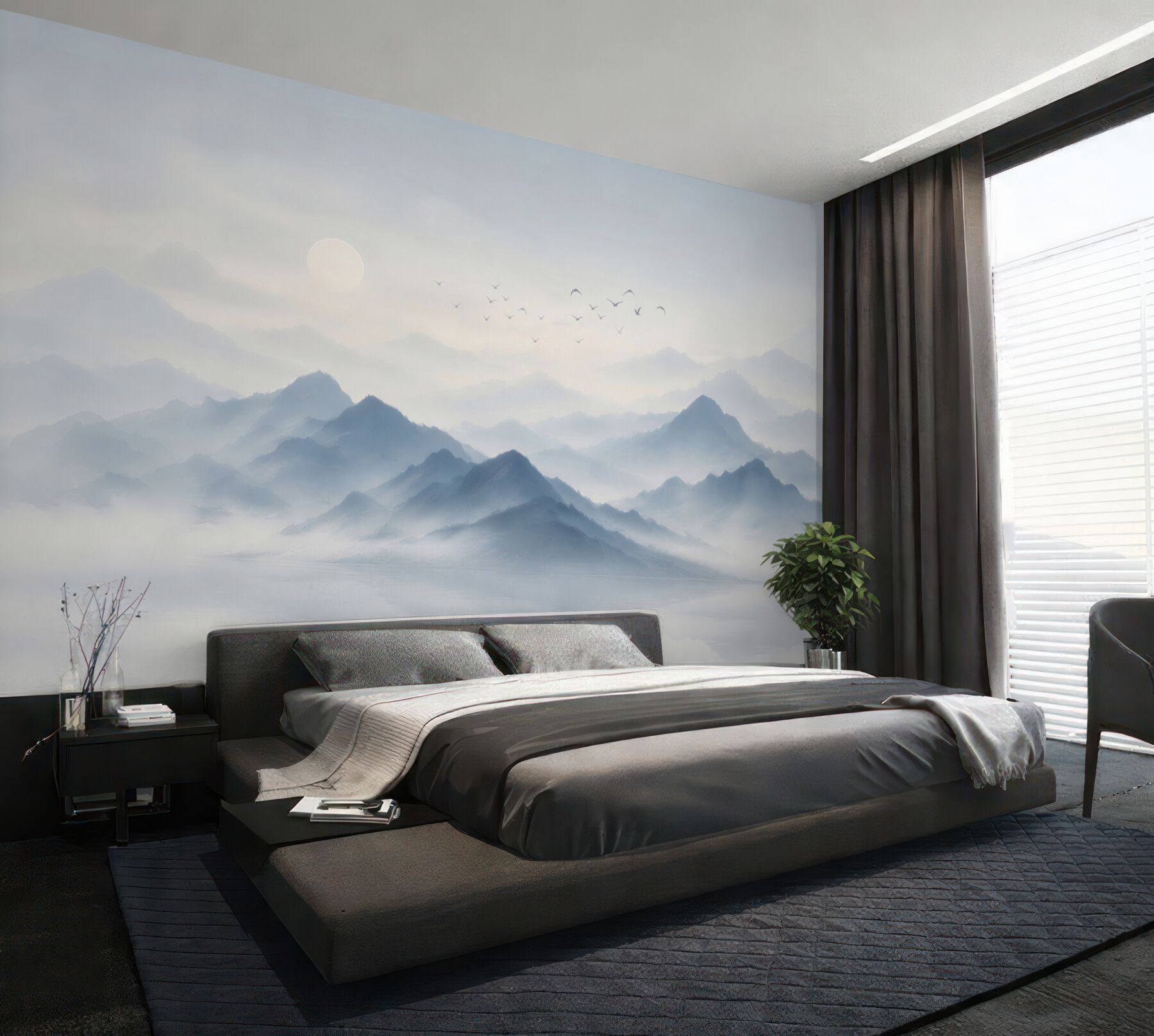 Fototapeta gęsta mgła w górach i samotny rybak?v23
