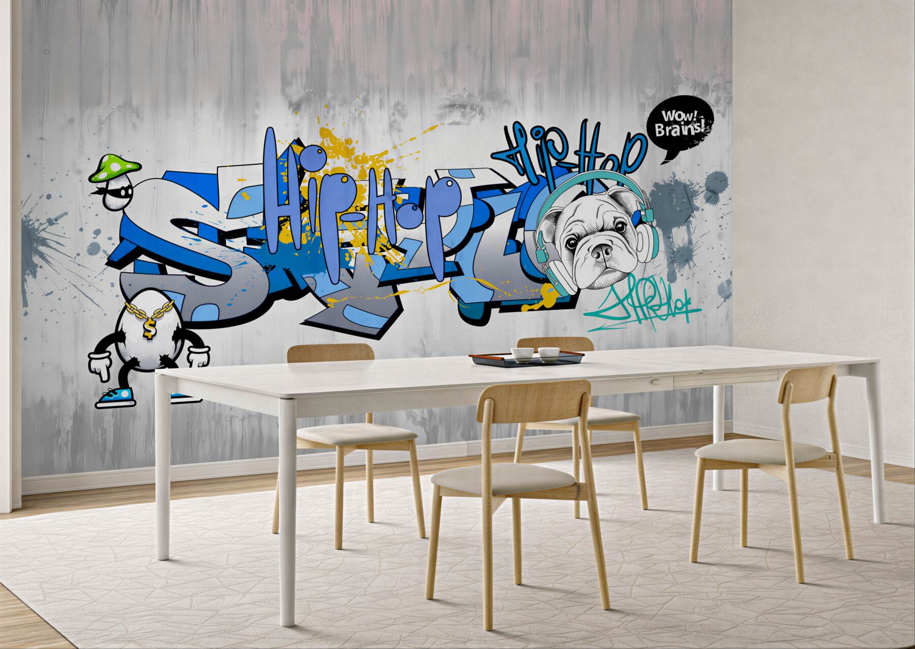Fototapeta pies z graffiti ze słuchawkami?v23
