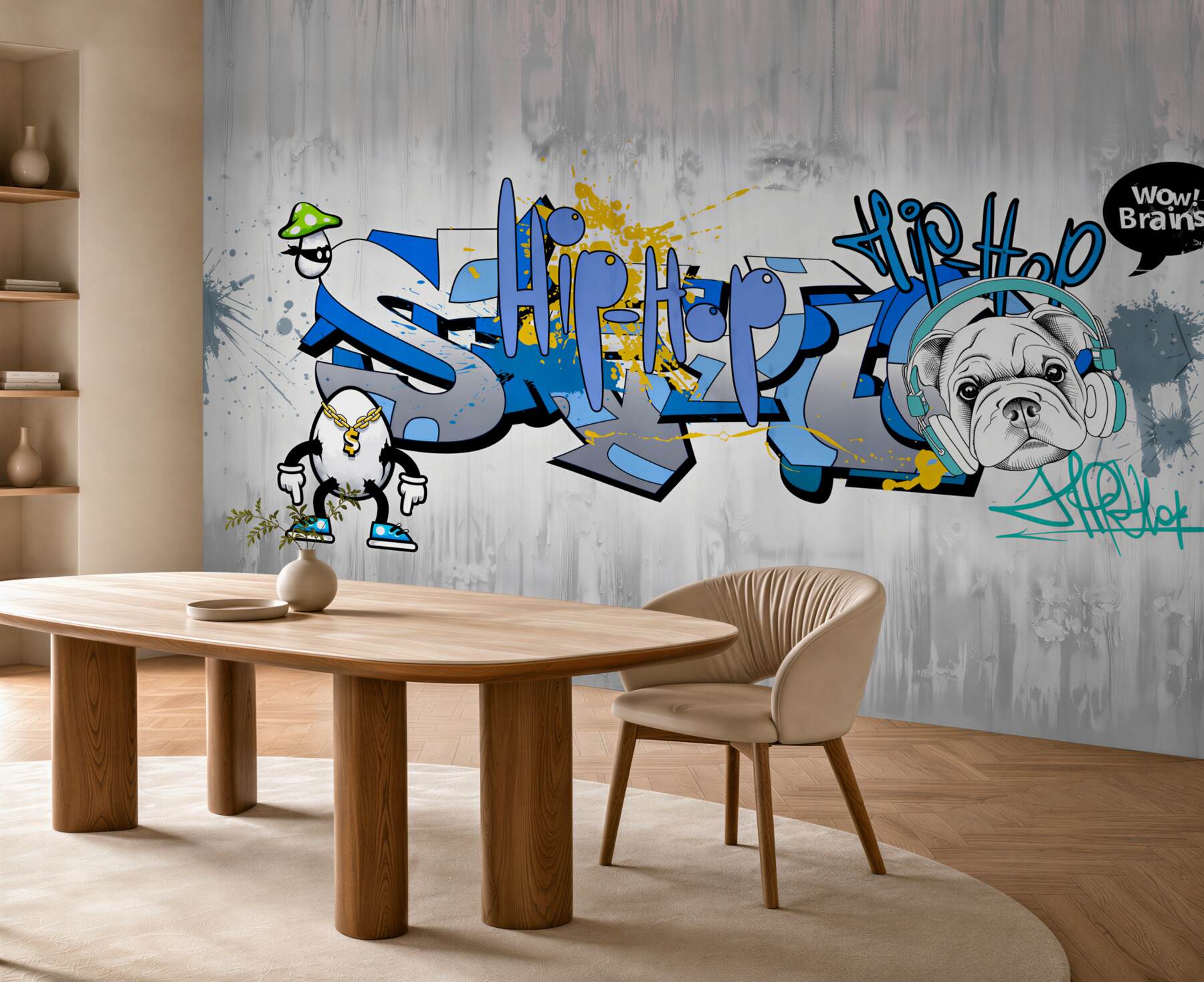 Fototapeta pies z graffiti ze słuchawkami?v23