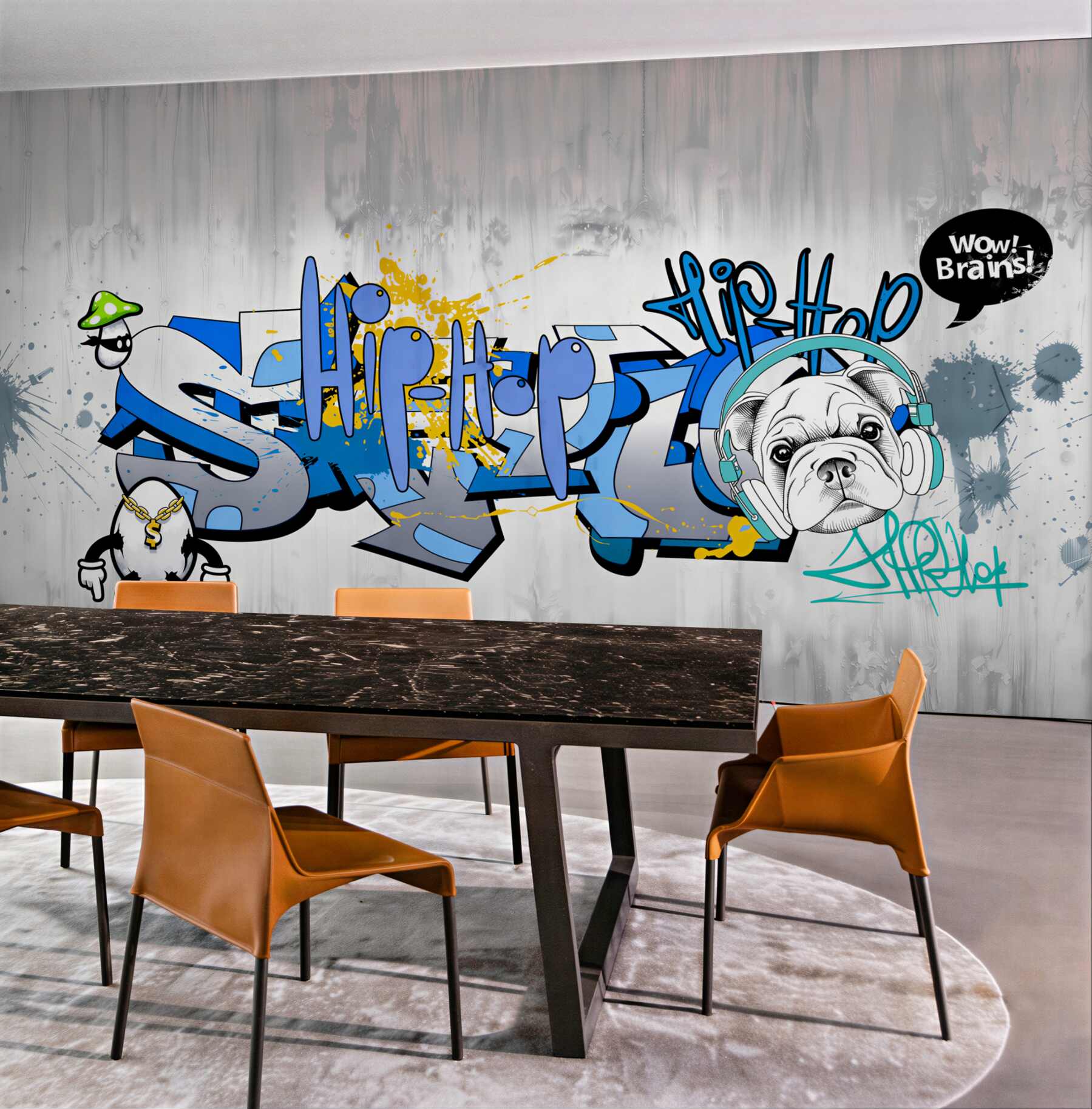 Fototapeta pies z graffiti ze słuchawkami?v23