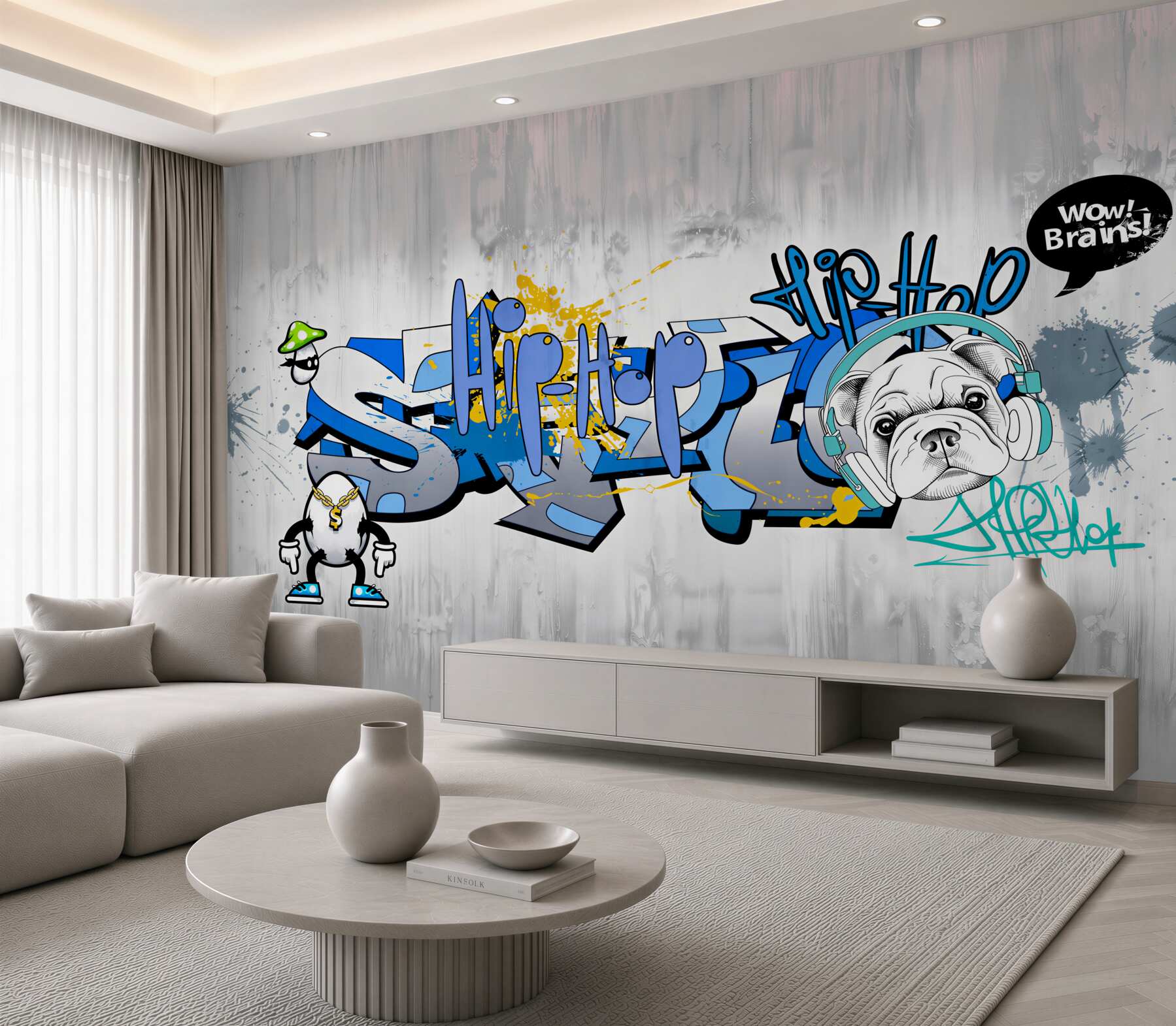 Fototapeta pies z graffiti ze słuchawkami?v23