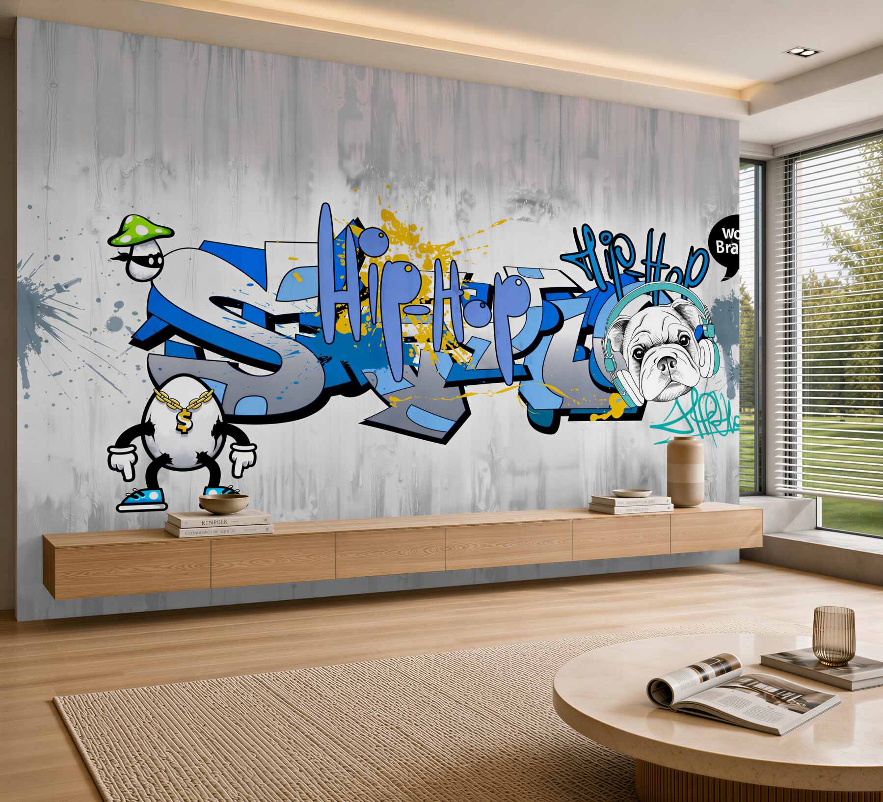 Fototapeta pies z graffiti ze słuchawkami?v23