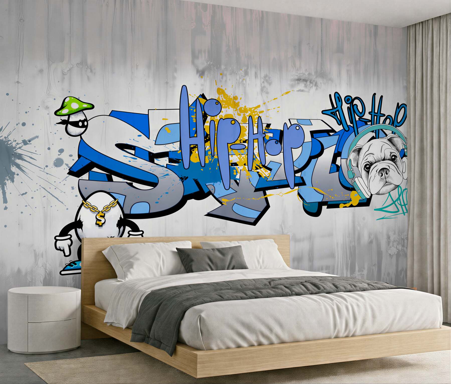 Fototapeta pies z graffiti ze słuchawkami?v23