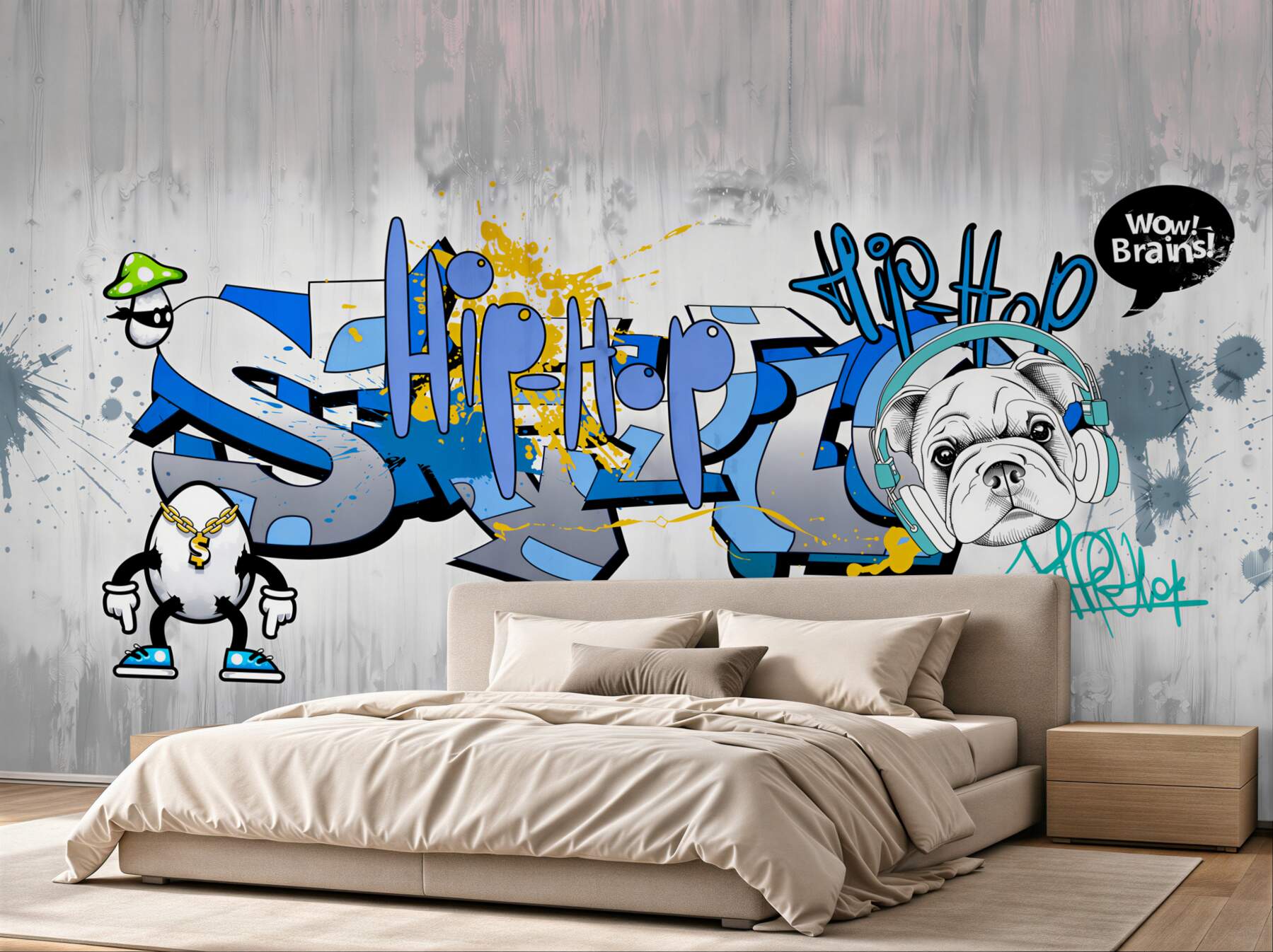 Fototapeta pies z graffiti ze słuchawkami?v23