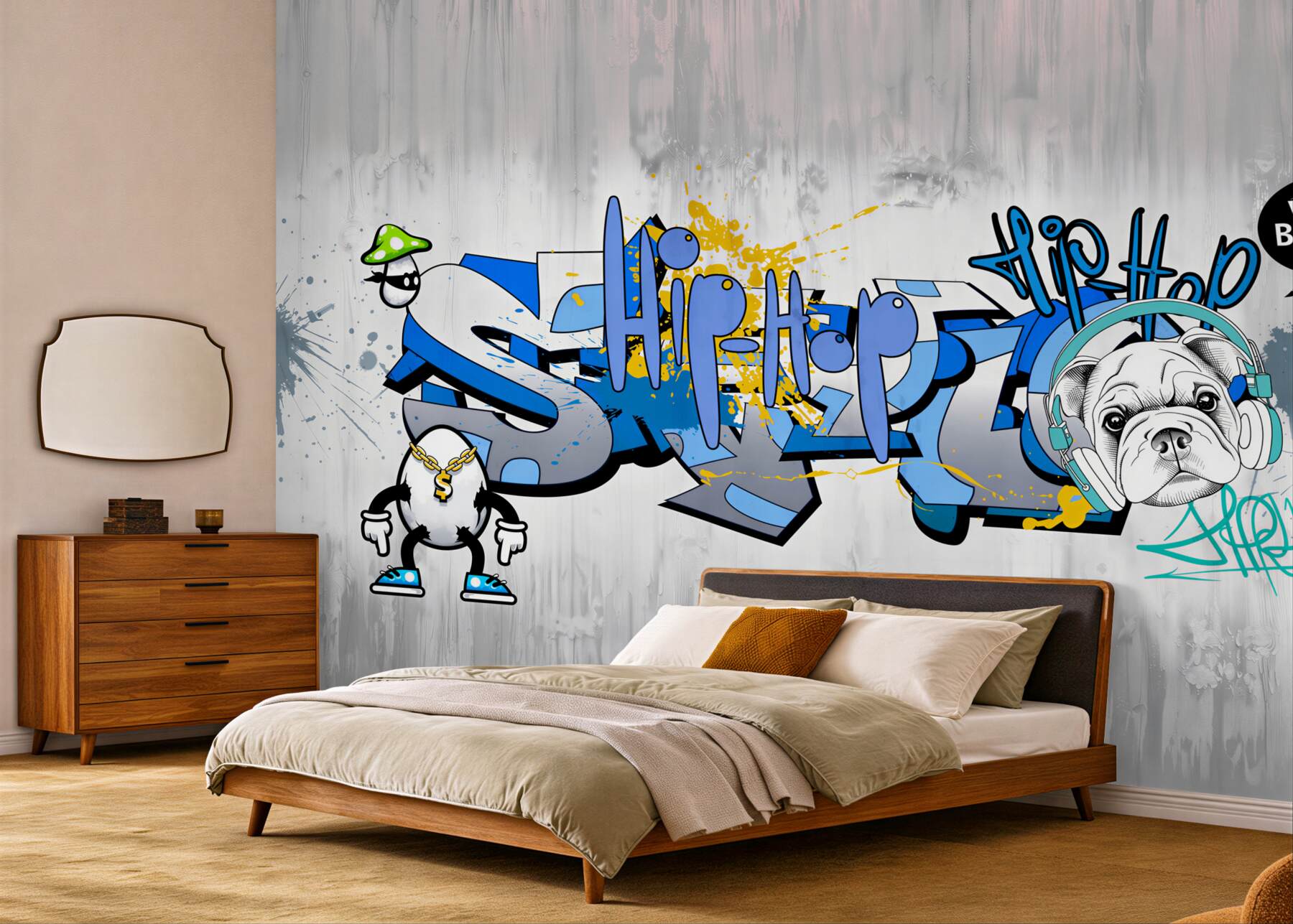 Fototapeta pies z graffiti ze słuchawkami?v23