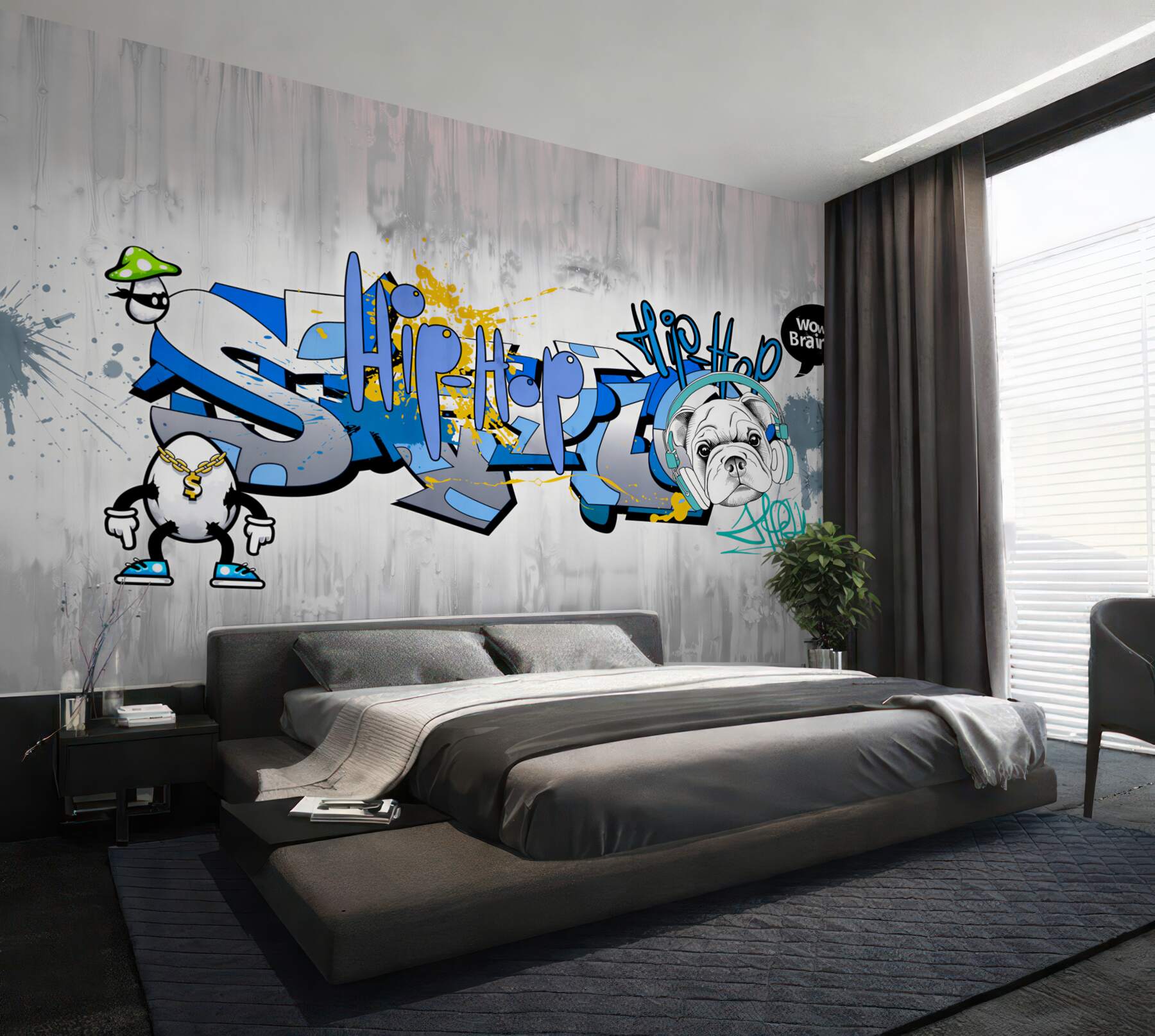 Fototapeta pies z graffiti ze słuchawkami?v23