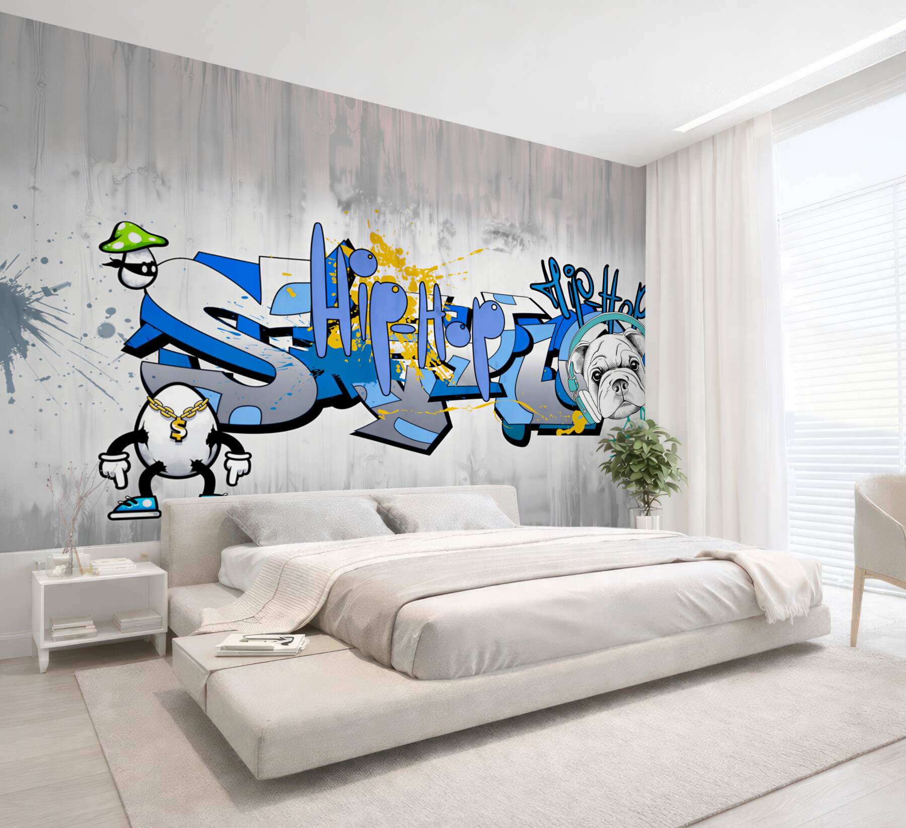 Fototapeta pies z graffiti ze słuchawkami?v23