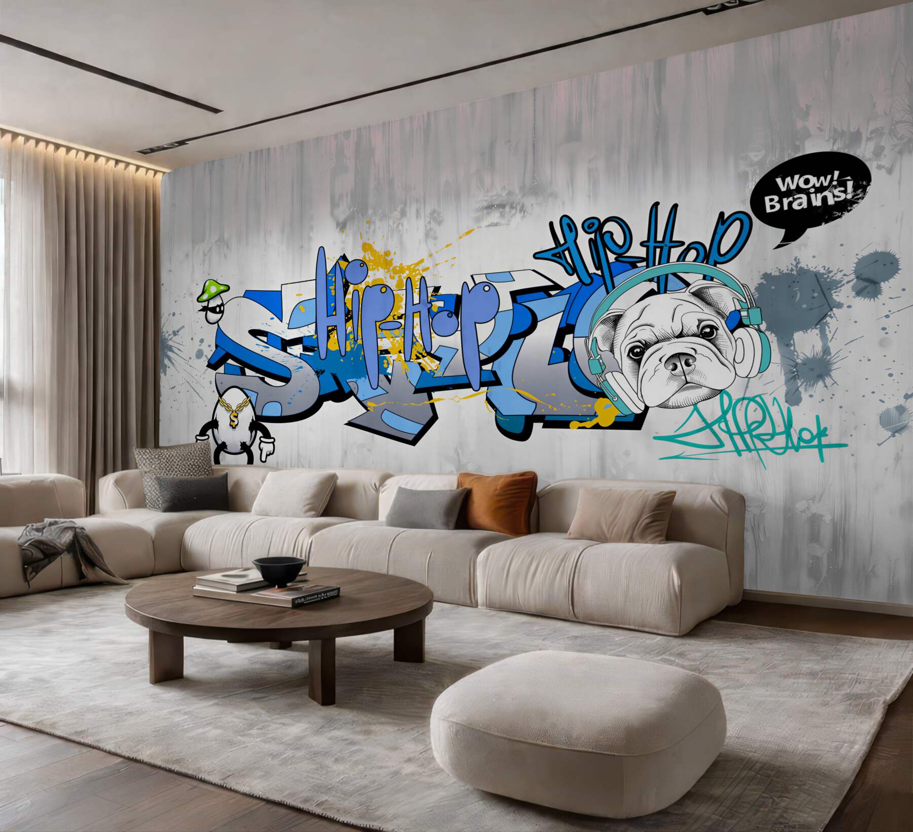 Fototapeta pies z graffiti ze słuchawkami?v23