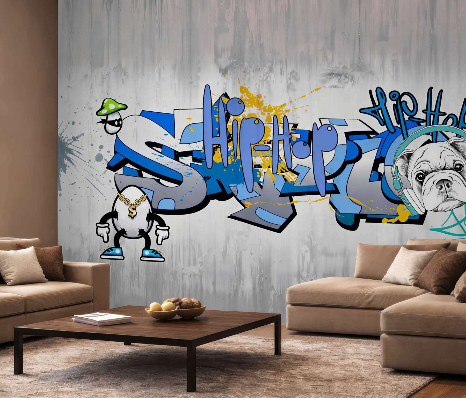 Fototapeta pies z graffiti ze słuchawkami?v23