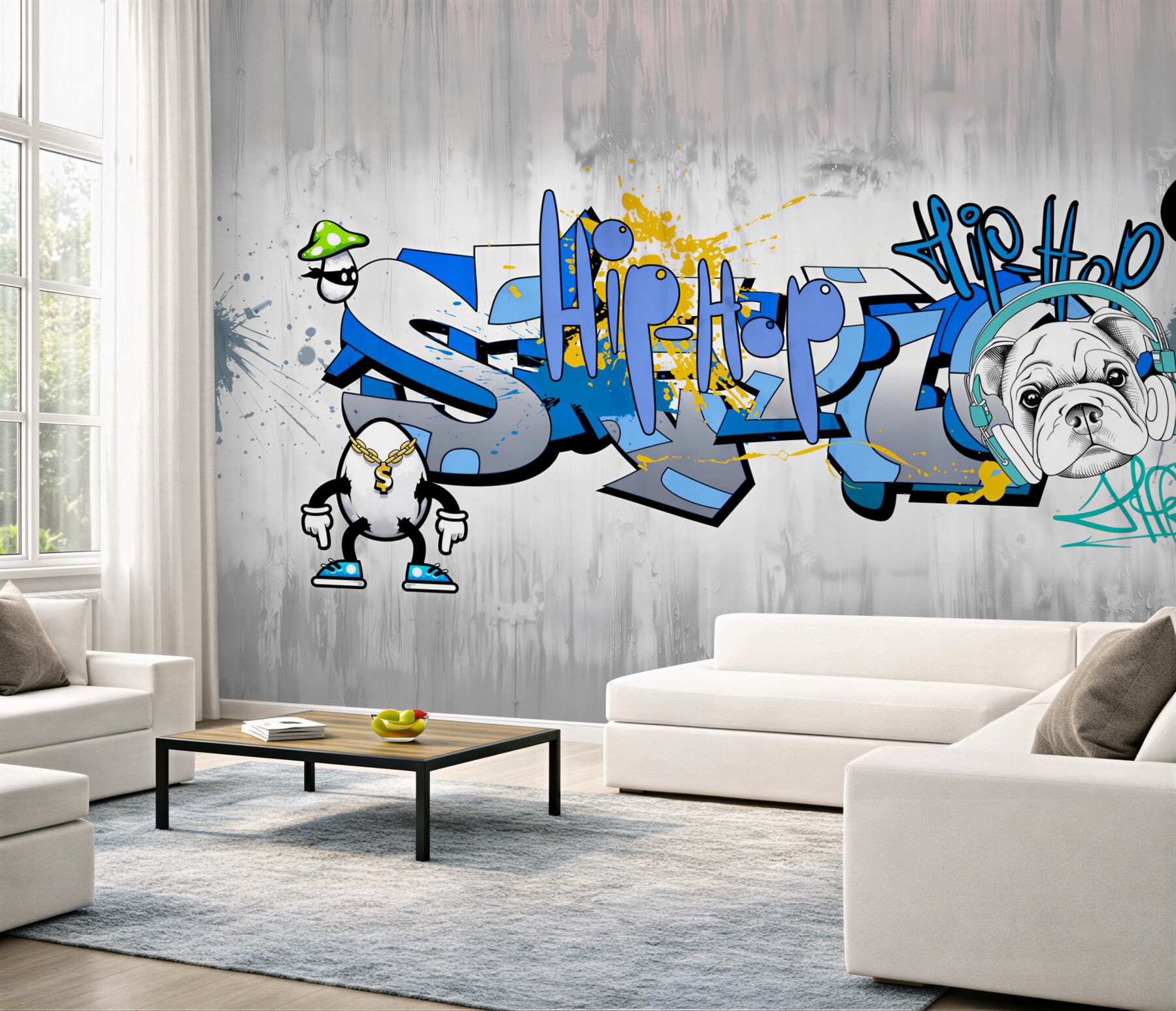 Fototapeta pies z graffiti ze słuchawkami?v23