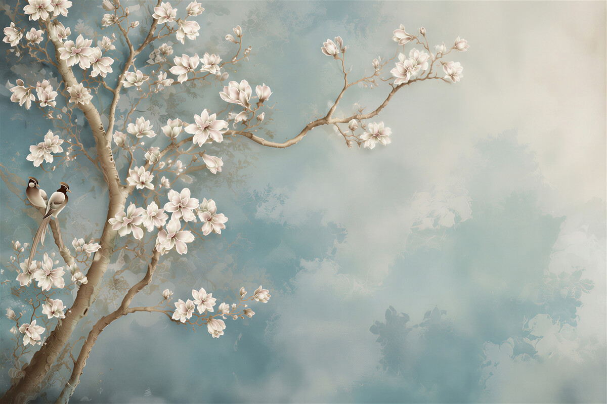 Fototapeta kwitnąca magnolia i zbliżająca się noc