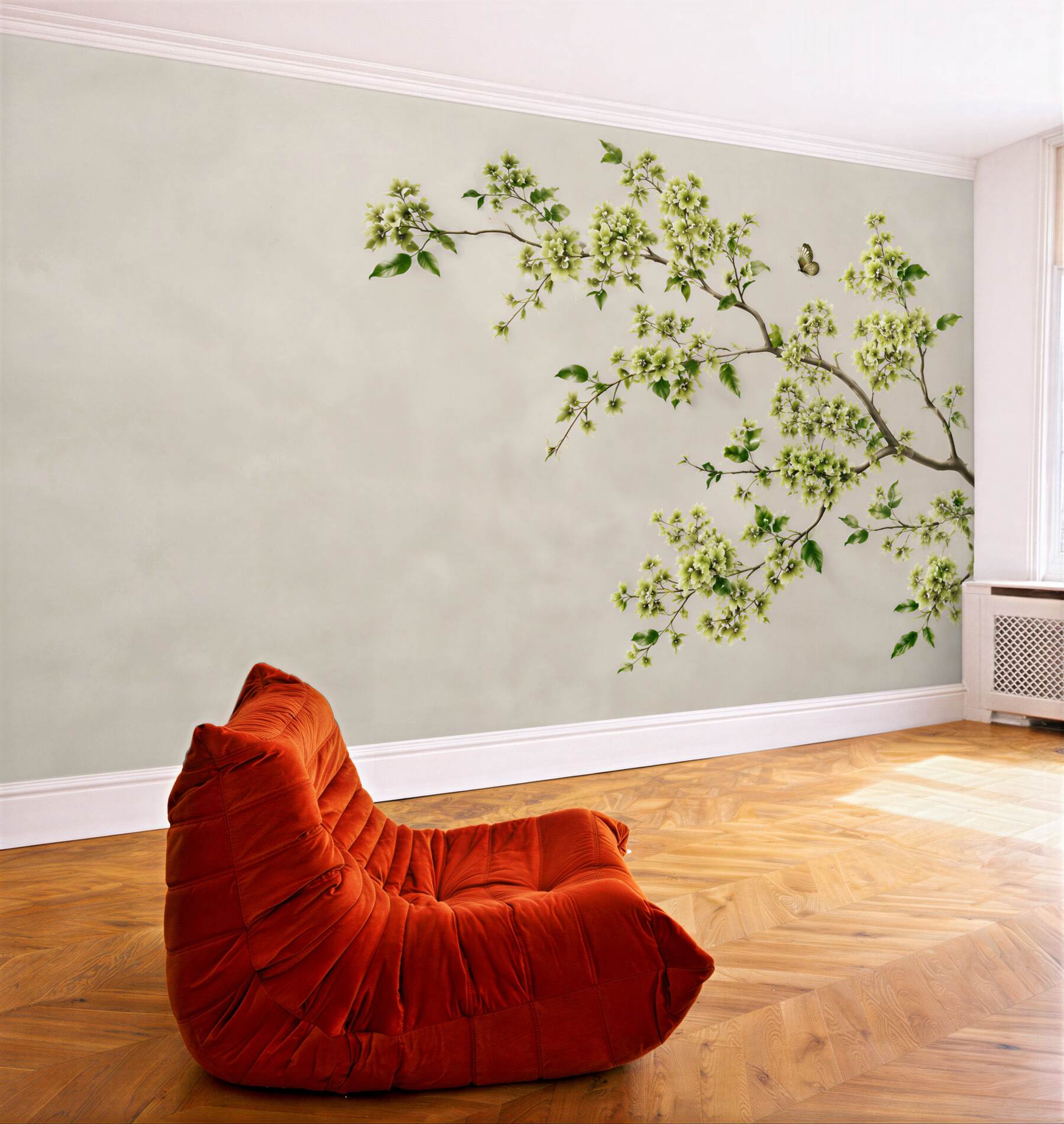 Fototapeta gałąź magnolii z gęstymi zielonymi kwiatami?v23