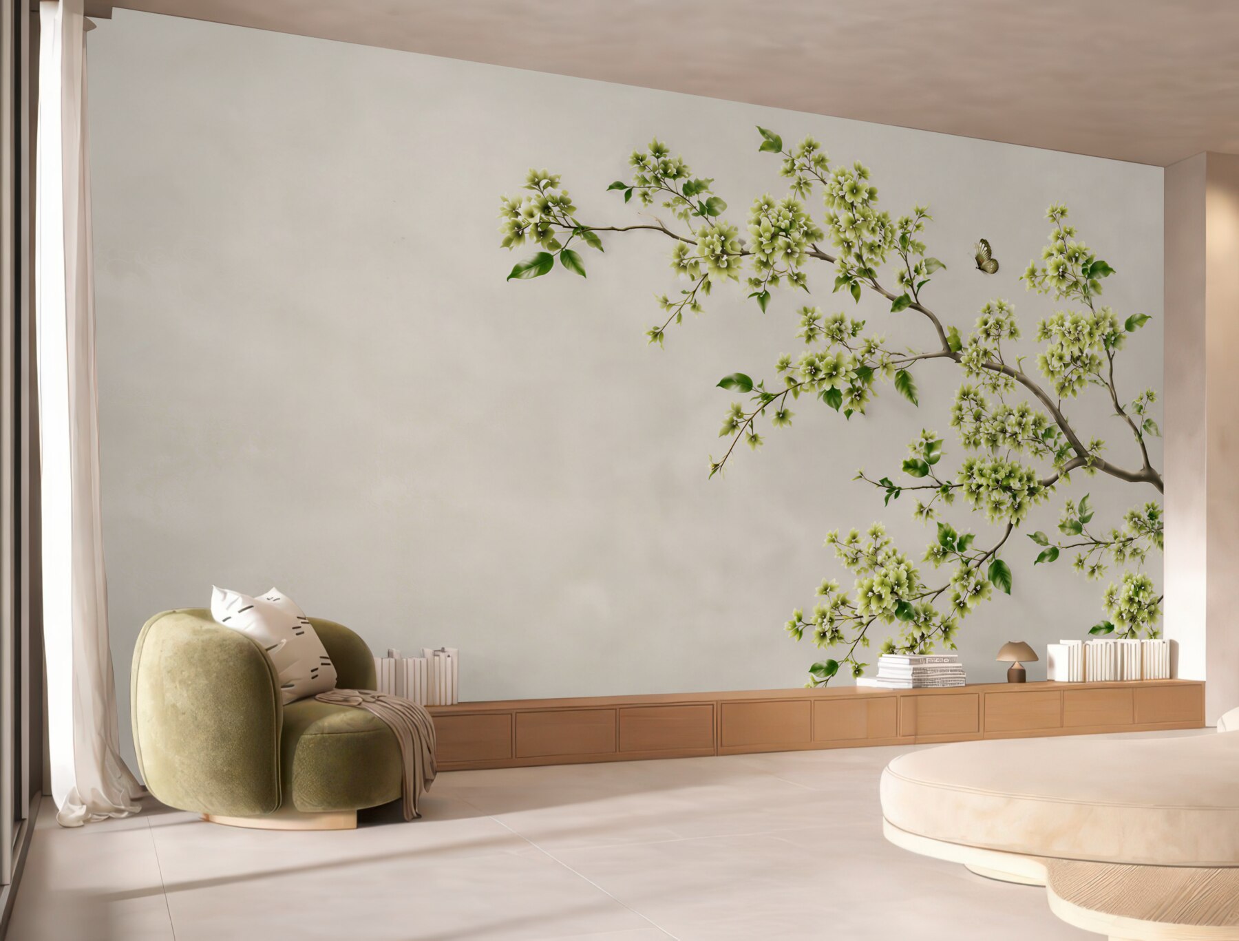 Fototapeta gałąź magnolii z gęstymi zielonymi kwiatami?v23