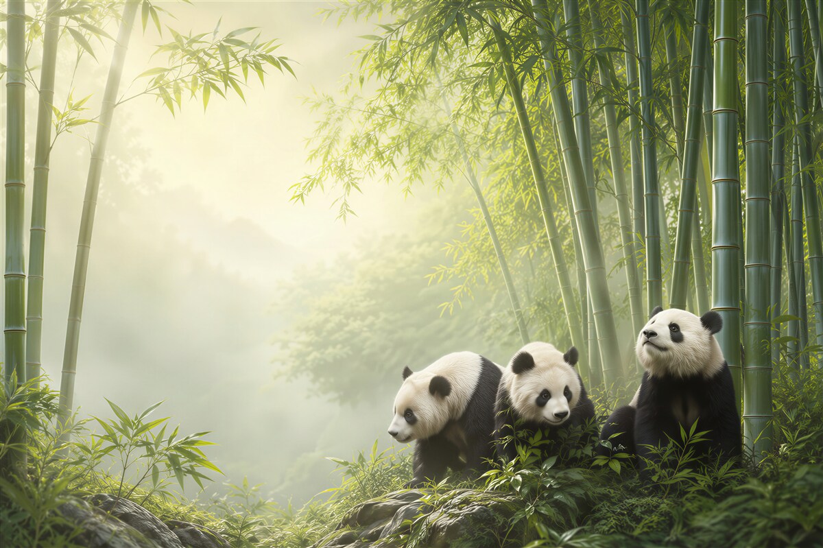 Fototapeta Panda w bambusowym lesie