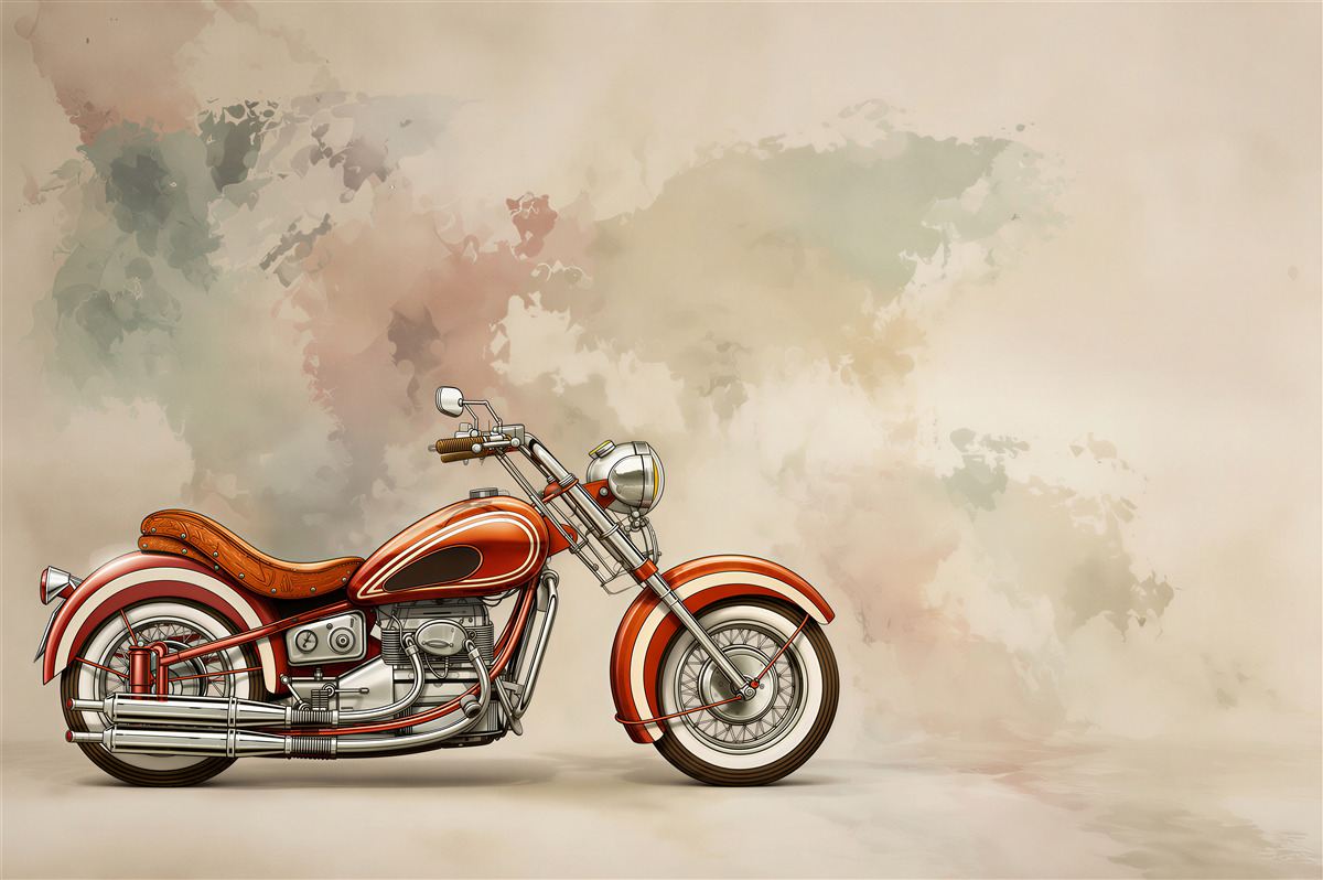 Fototapeta czerwony motocykl na ścianie