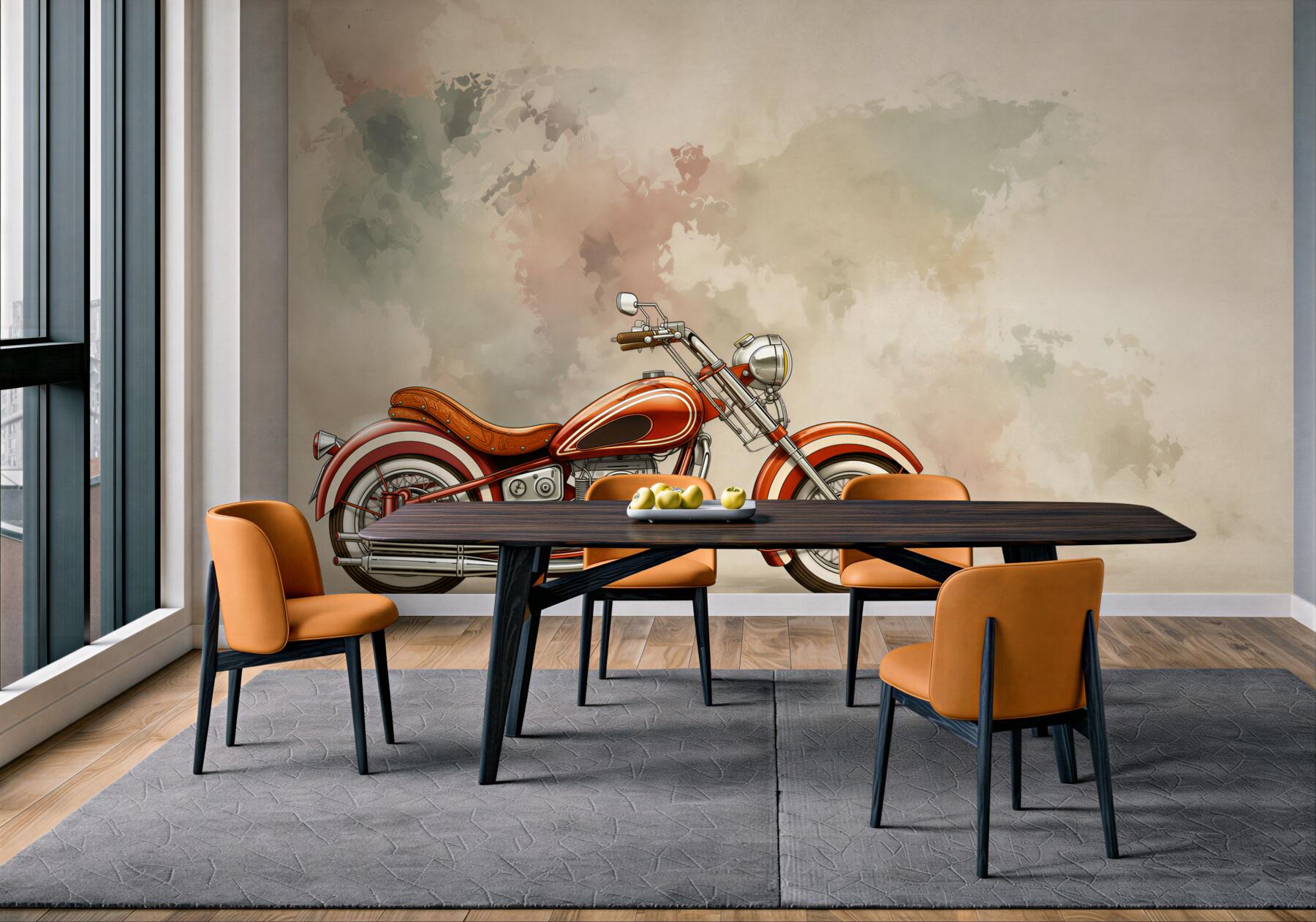Fototapeta czerwony motocykl na ścianie?v23