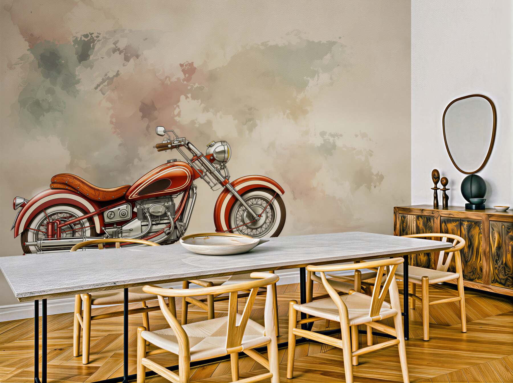 Fototapeta czerwony motocykl na ścianie?v23