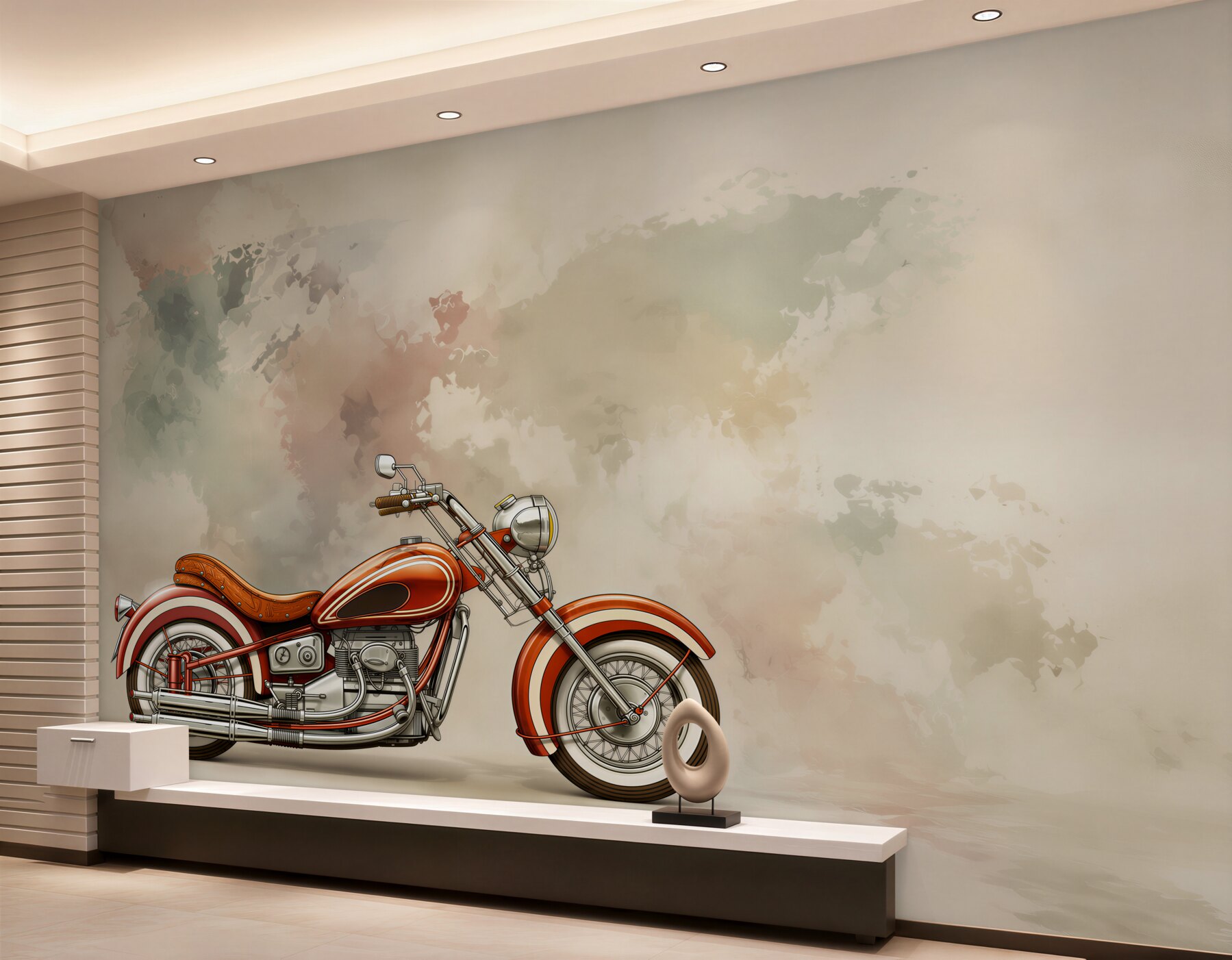 Fototapeta czerwony motocykl na ścianie?v23