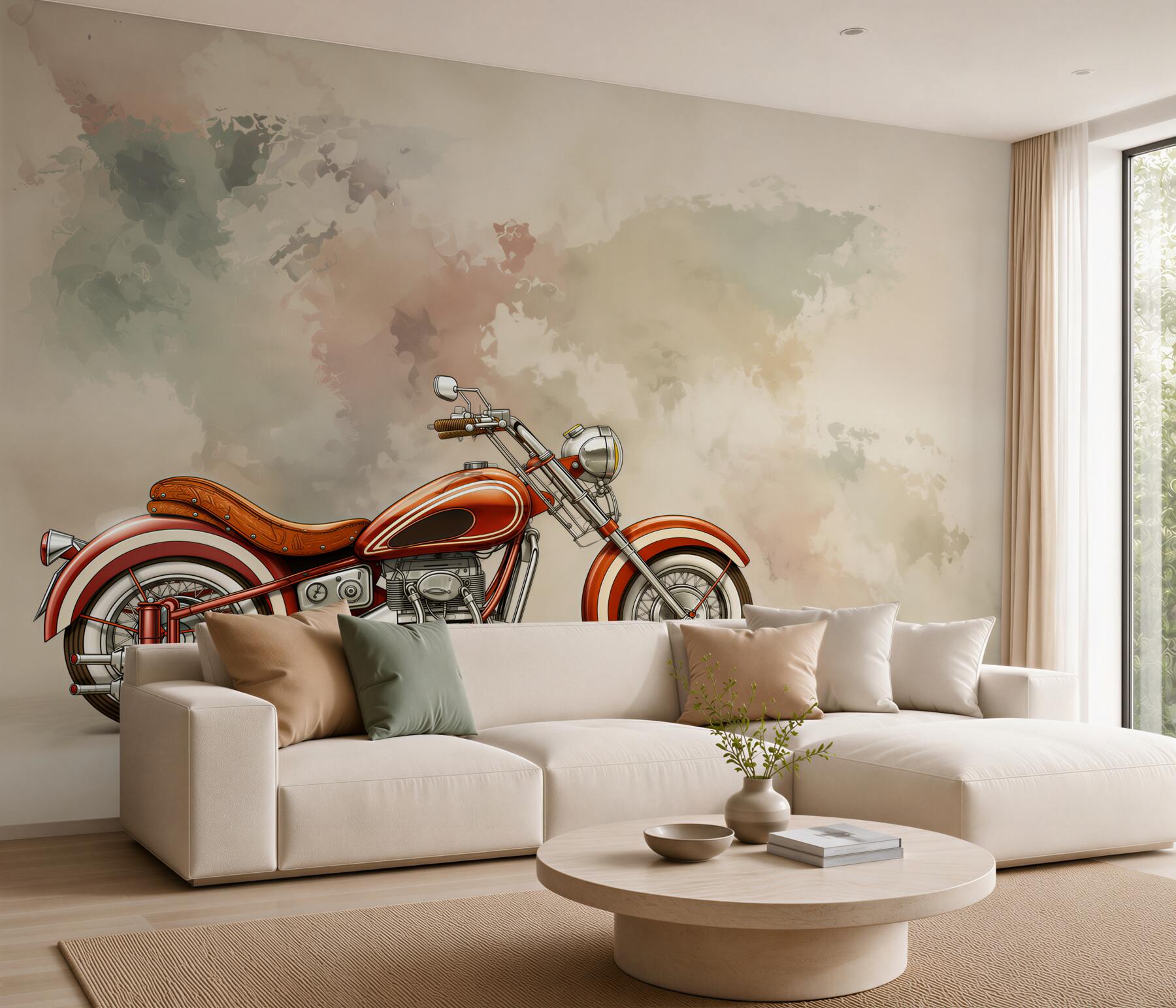 Fototapeta czerwony motocykl na ścianie?v23