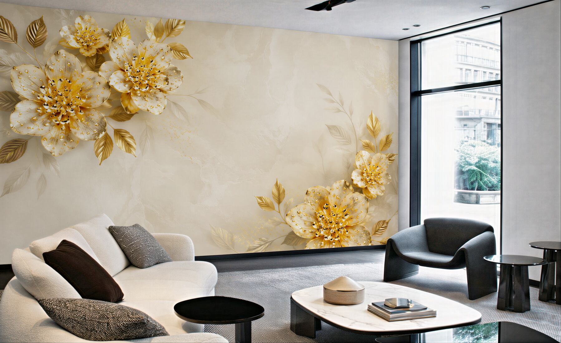 Fototapeta 3d Kwiaty v zlote?v23