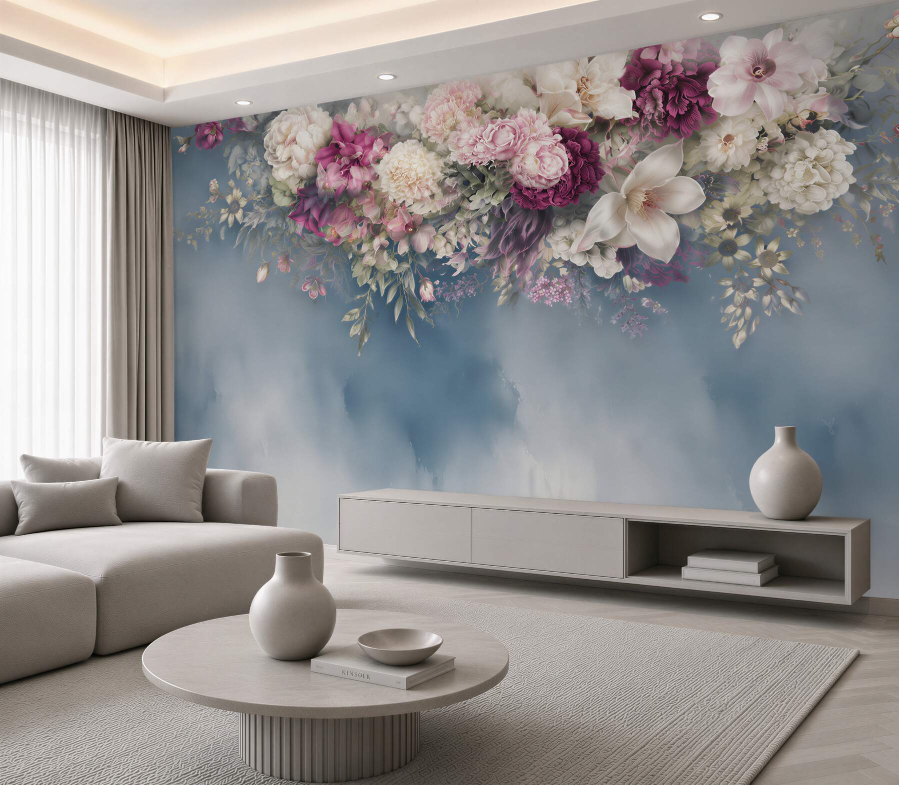 Fototapeta Niebieski, sofa i Ściana?v23