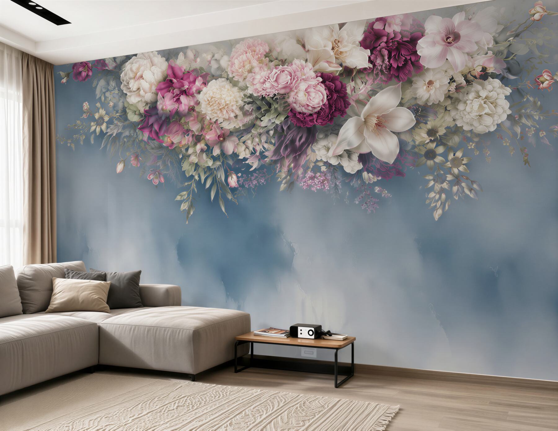 Fototapeta Niebieski, sofa i Ściana?v23