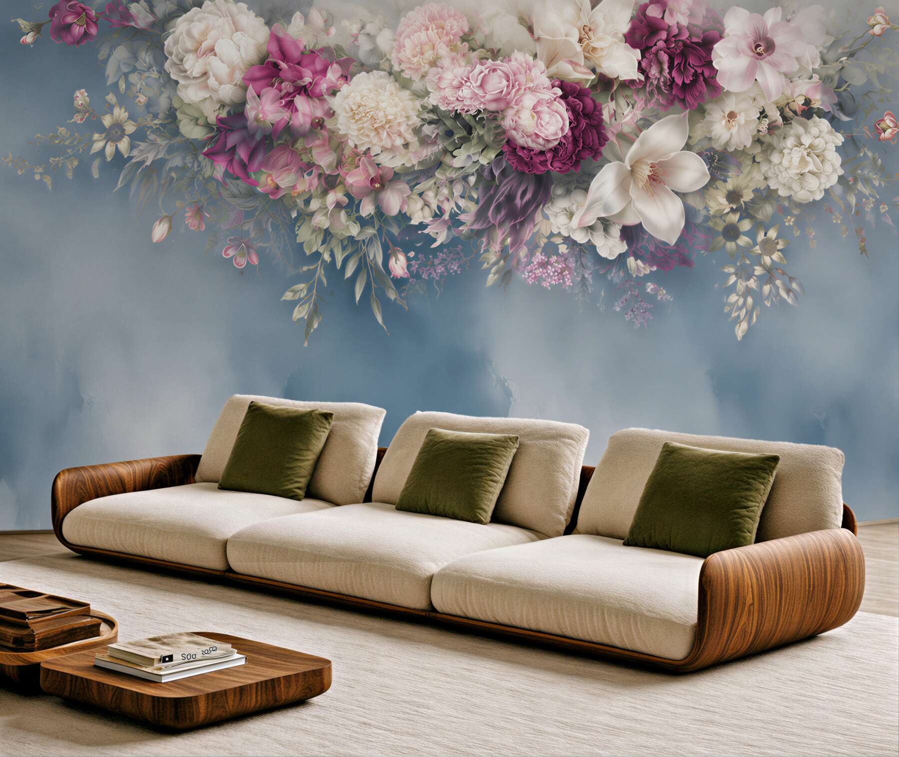 Fototapeta Niebieski, sofa i Ściana?v23
