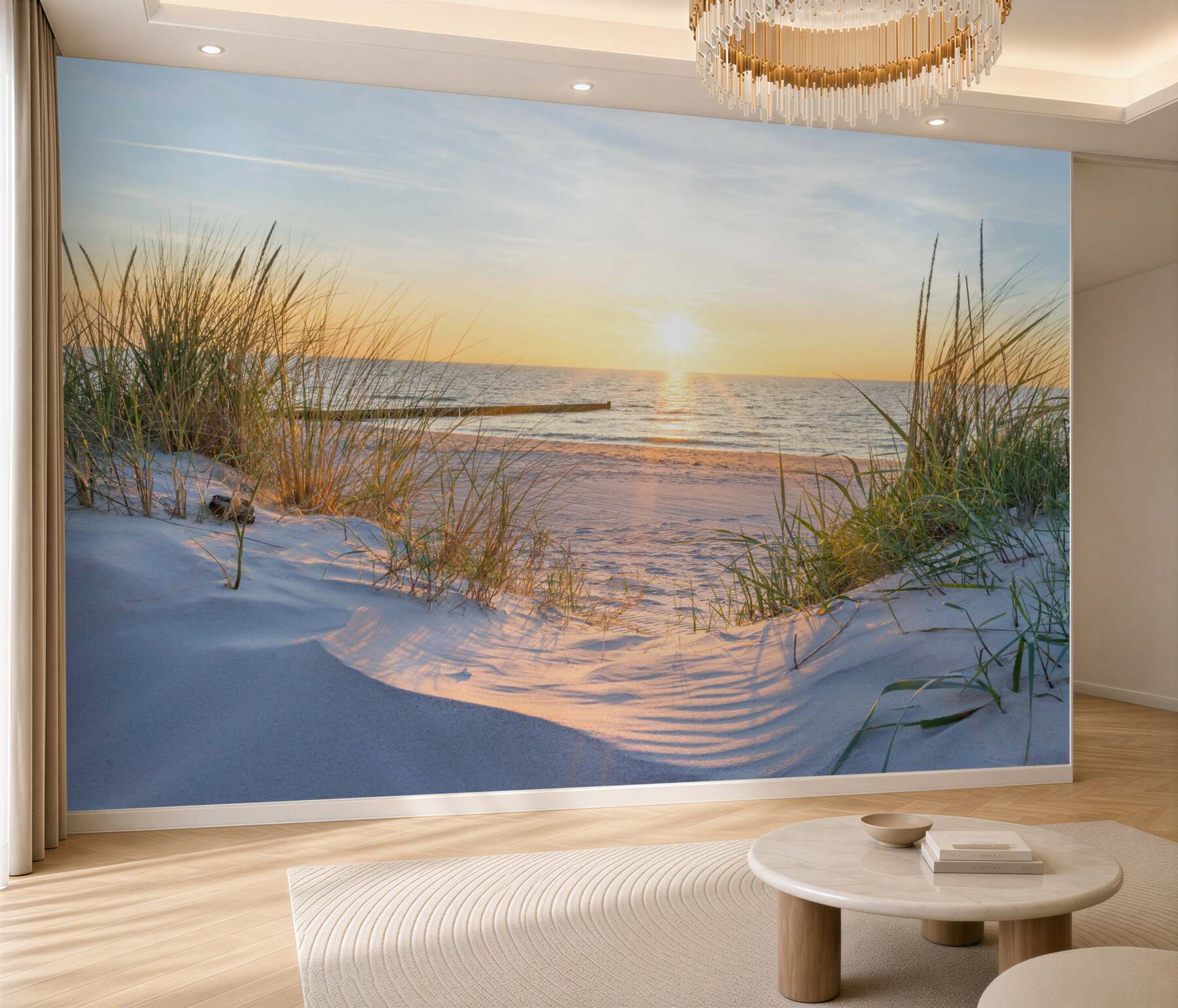 Fototapeta Fototapetaa zachód słońca na plaży?v23