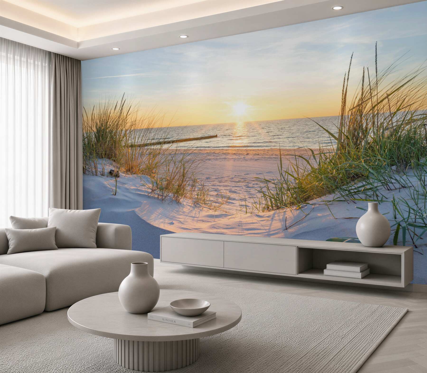 Fototapeta Fototapetaa zachód słońca na plaży?v23