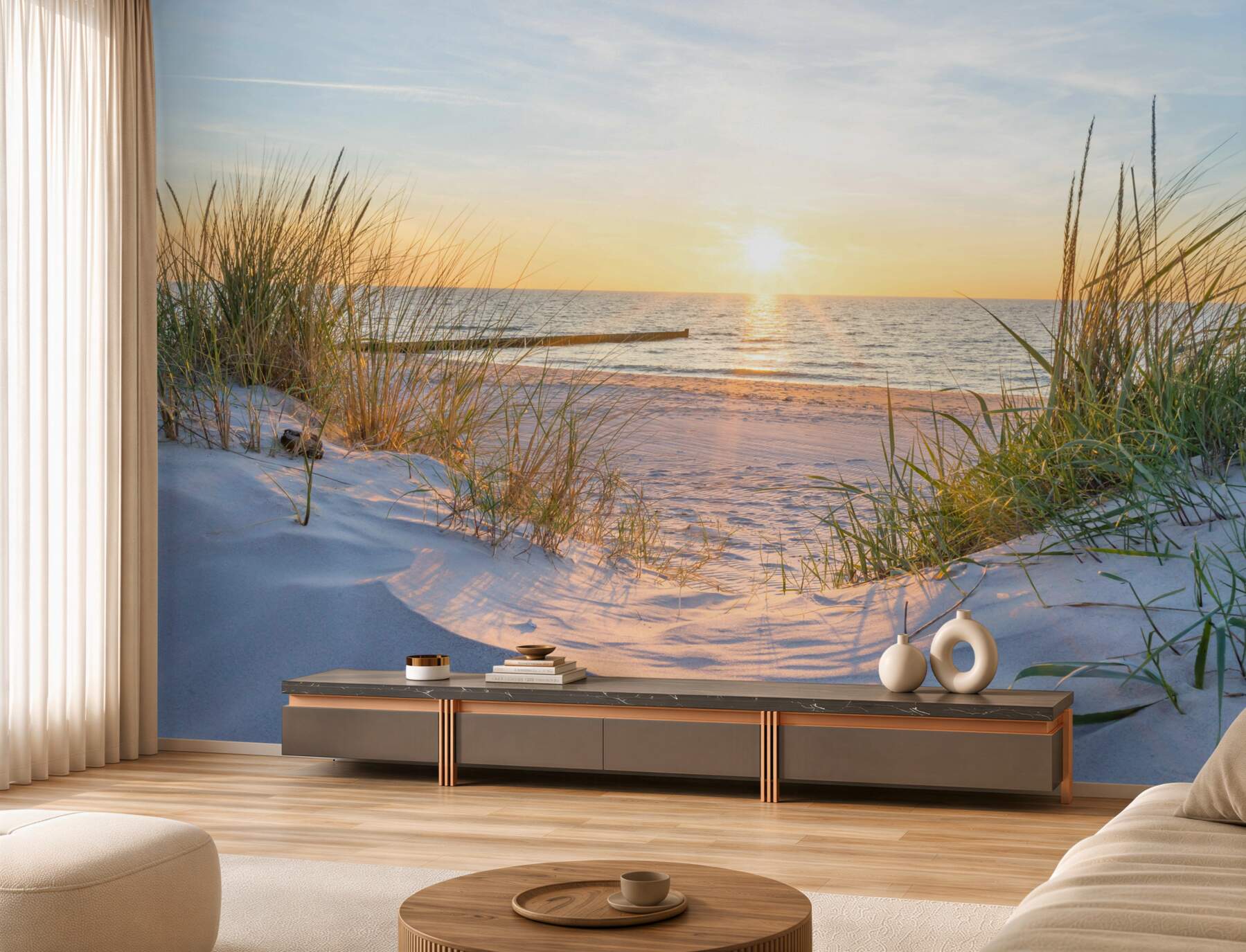 Fototapeta Fototapetaa zachód słońca na plaży