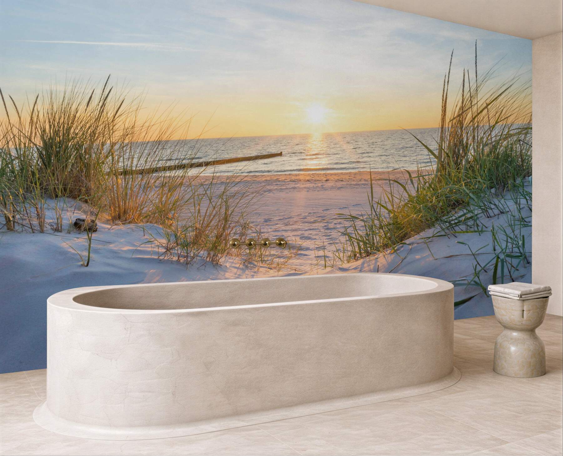 Fototapeta Fototapetaa zachód słońca na plaży?v23